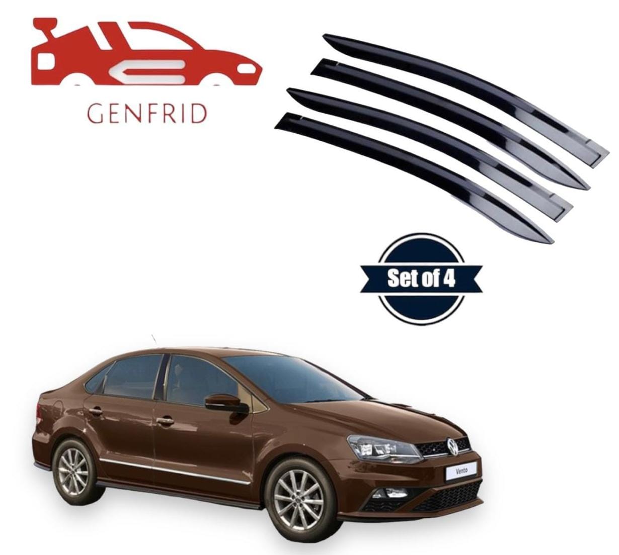 Genfrid Unbreakable Car Door Window Visor For Volkswagen Vento