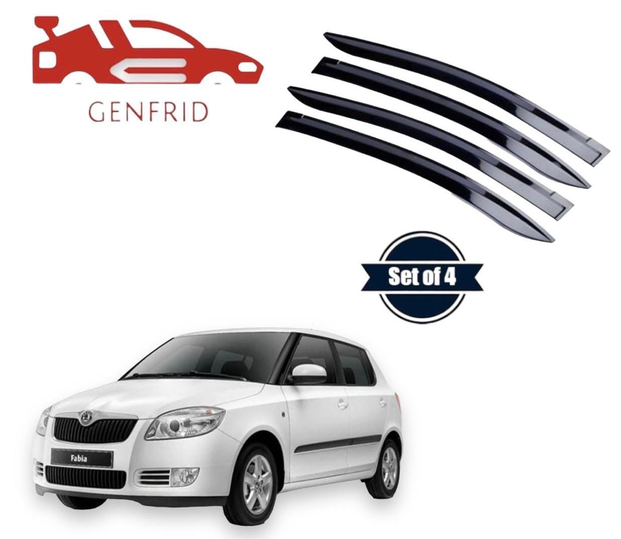 Genfrid Unbreakable Car Door Window Visor For Skoda Fabia