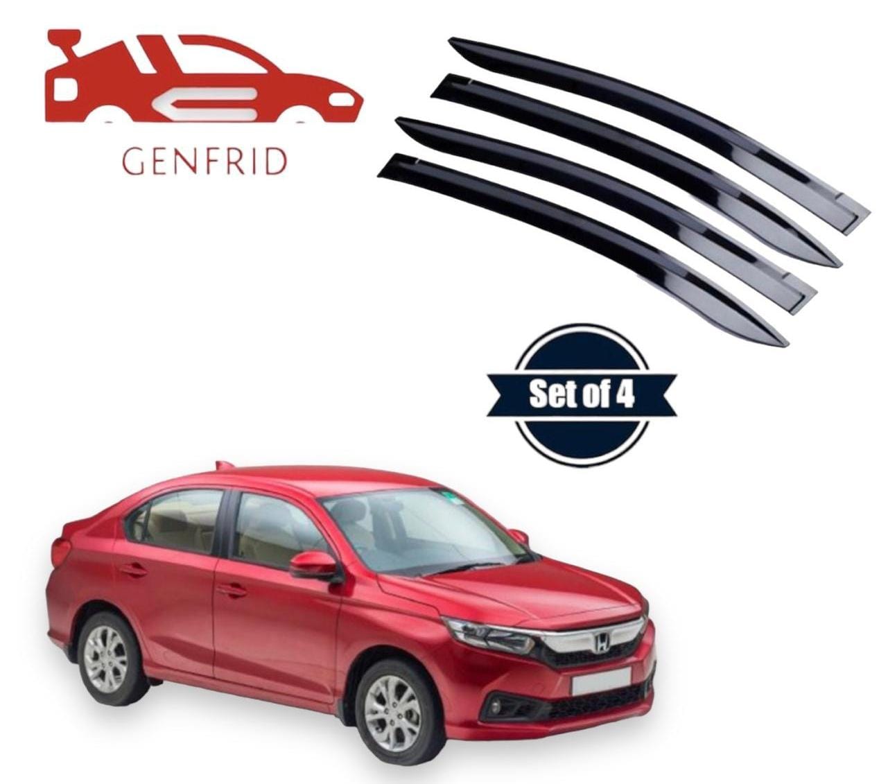 Genfrid Unbreakable Car Door Window Visor For Amaze 2018 - 24