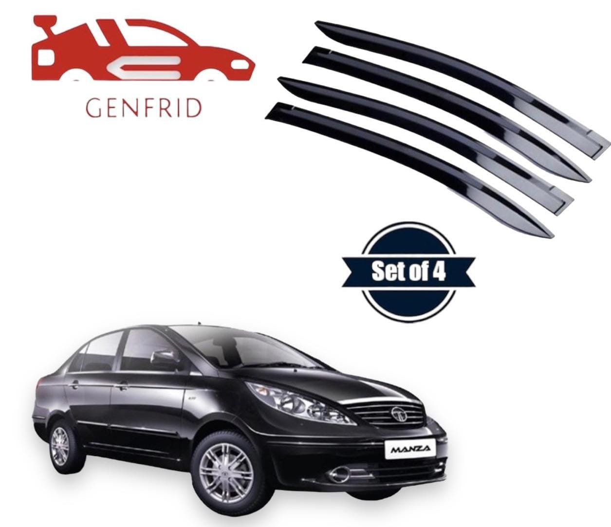 Genfrid Unbreakable Car Door Window Visor For Tata Manza