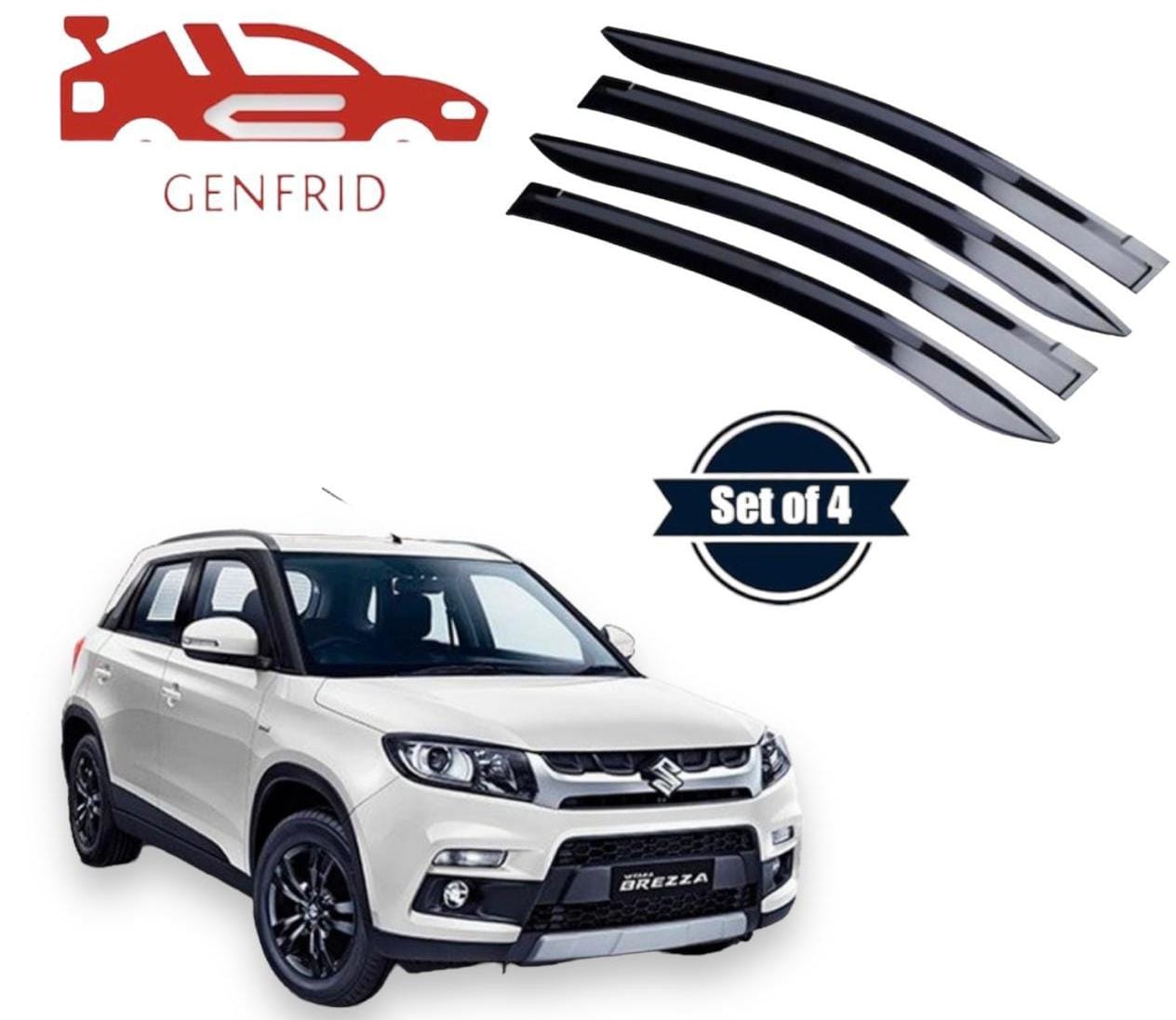 Genfrid Unbreakable Car Door Window Visor For Maruti Brezza