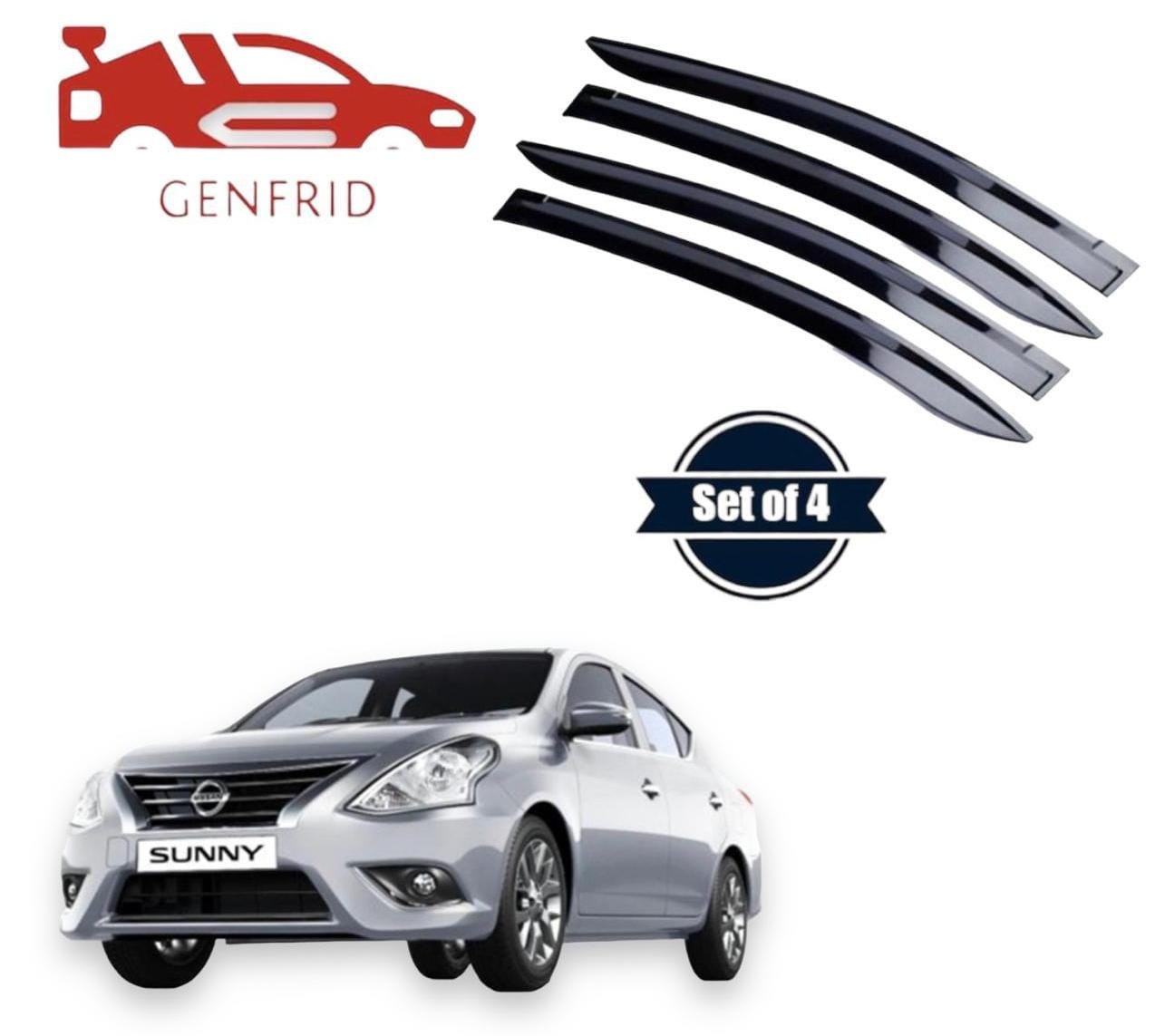Genfrid Unbreakable Car Door Window Visor For Nissan Sunny