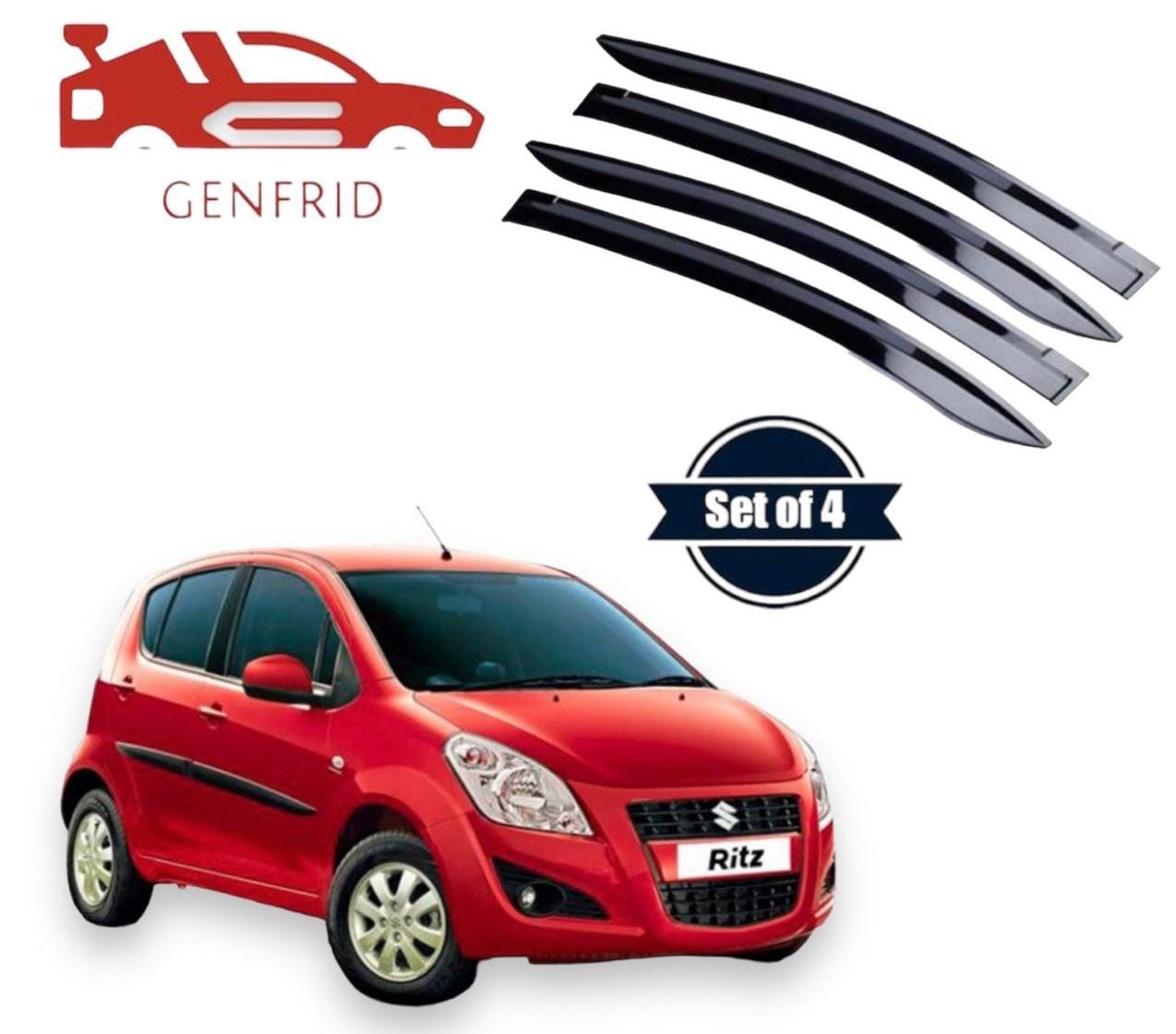 Genfrid Unbreakable Car Door Window Visor For Maruti Ritz