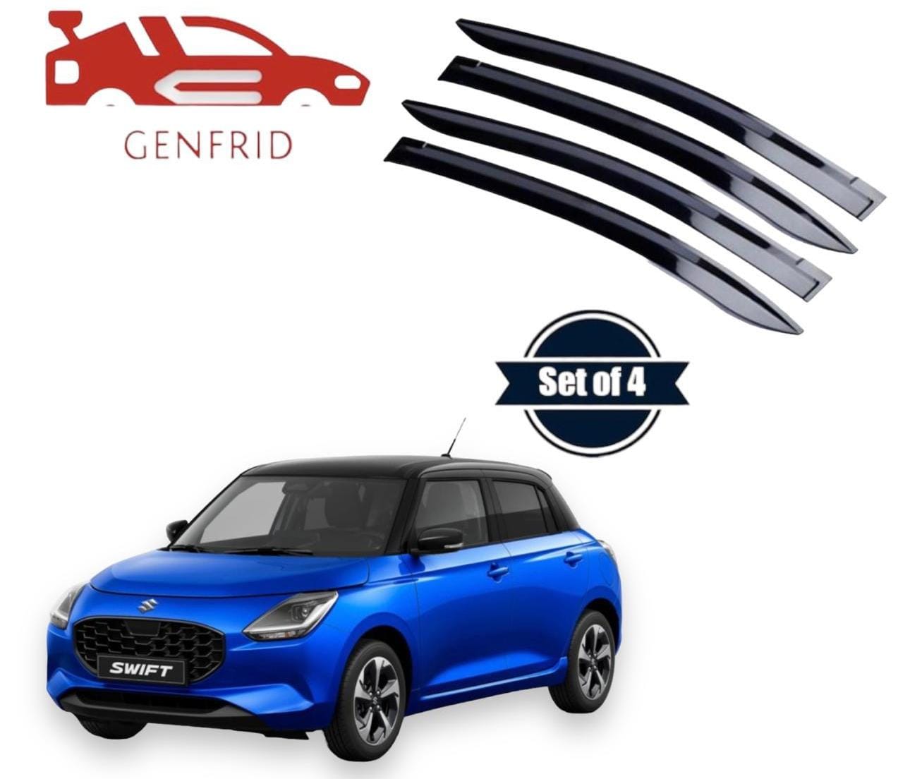 Genfrid Unbreakable Car Door Window Visor For Maruti Swift 2024