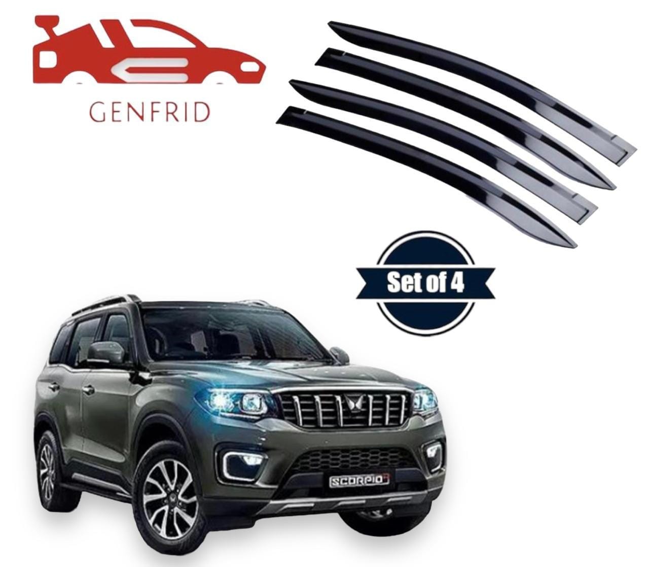 Genfrid Unbreakable Car Door Window Visor For Mahindra Scorpion