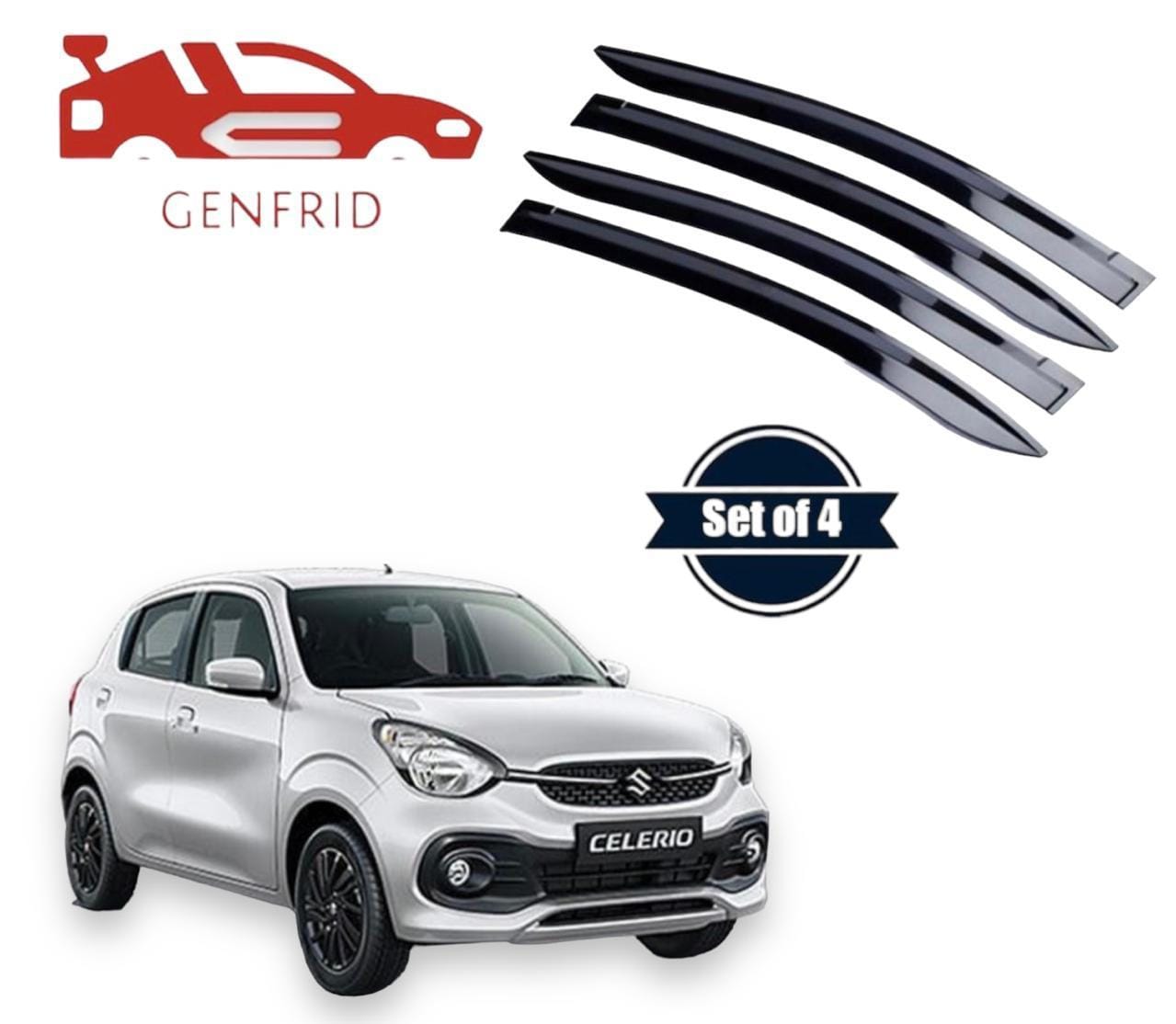 Genfrid Unbreakable Car Door Window Visor For Maruti Celerio 2022-24