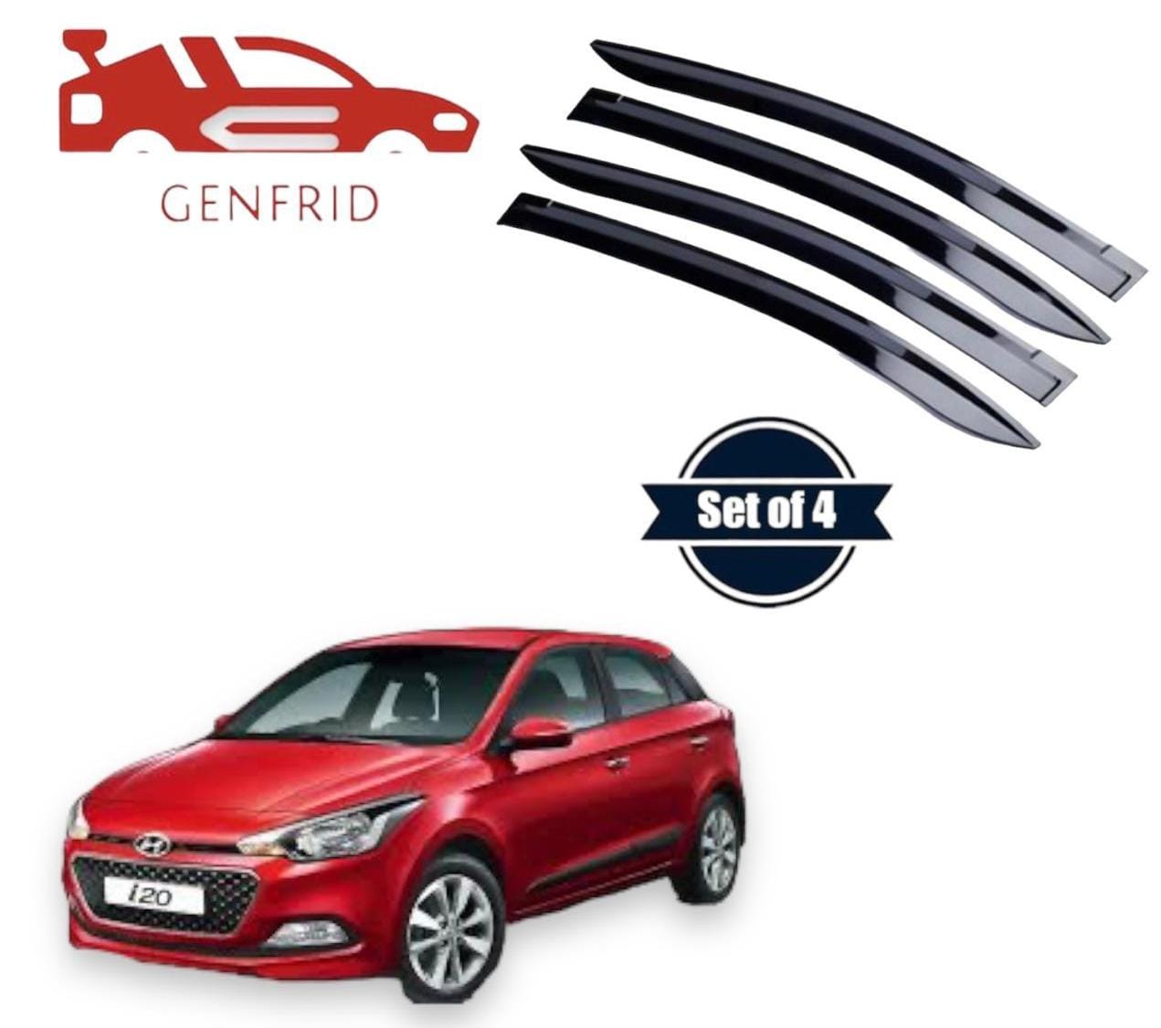 Genfrid Unbreakable Car Door Window Visor For Hyundai I20 ELITE