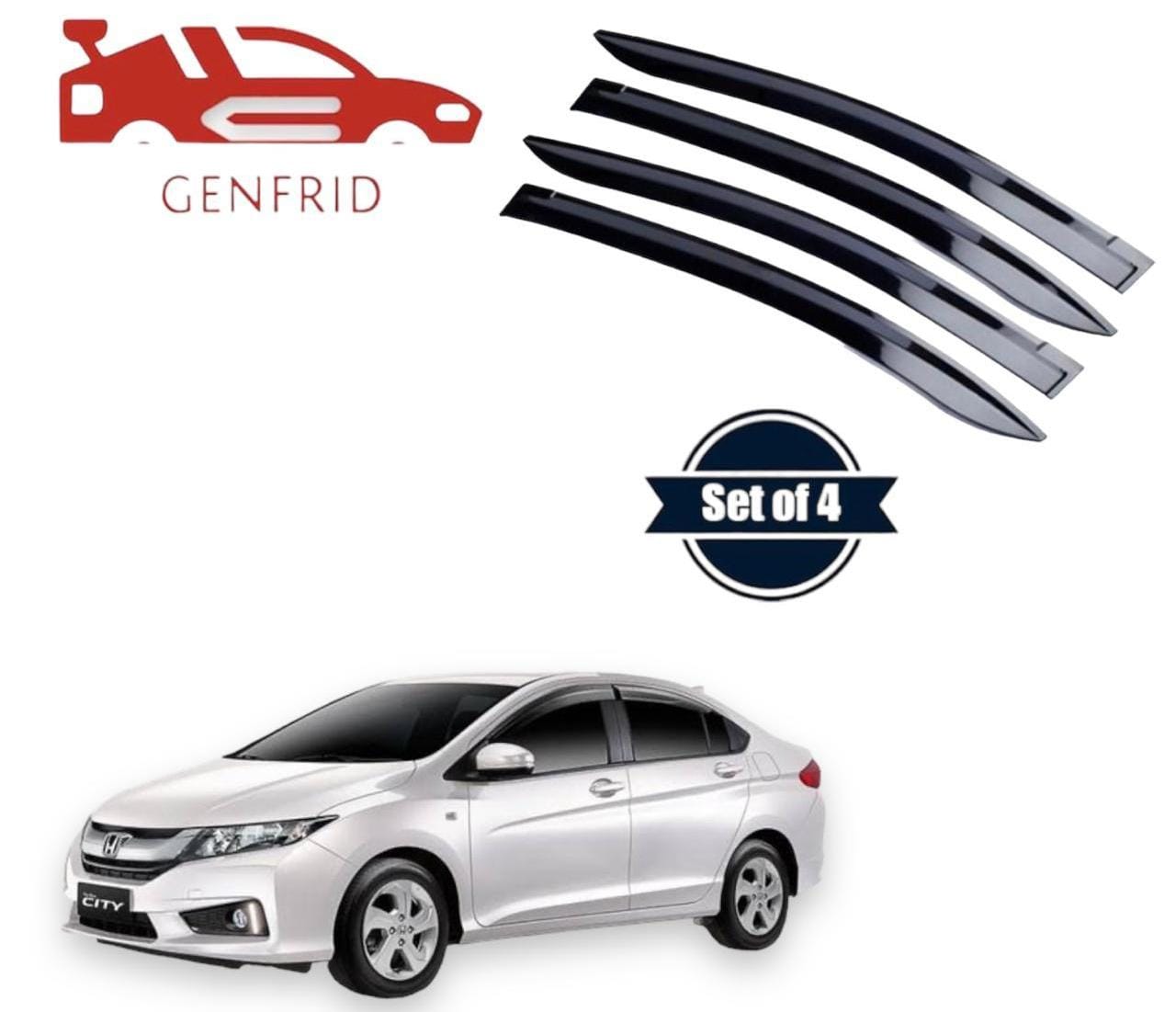 Genfrid Unbreakable Car Door Window Visor For Honda City Ivtek
