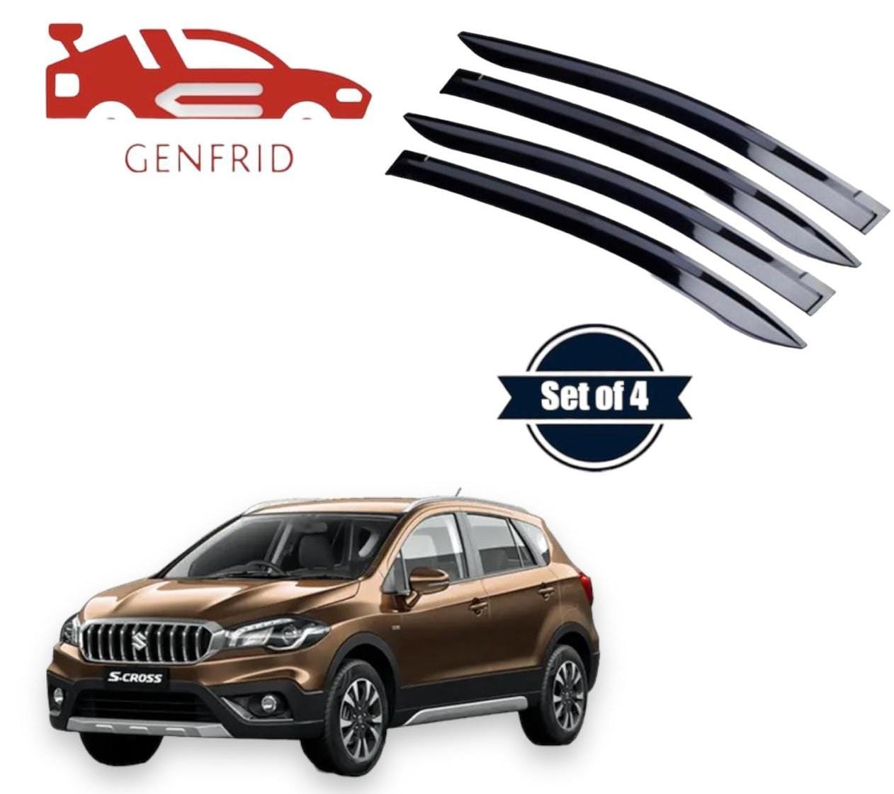 Genfrid Unbreakable Car Door Window Visor For Maruti Scross