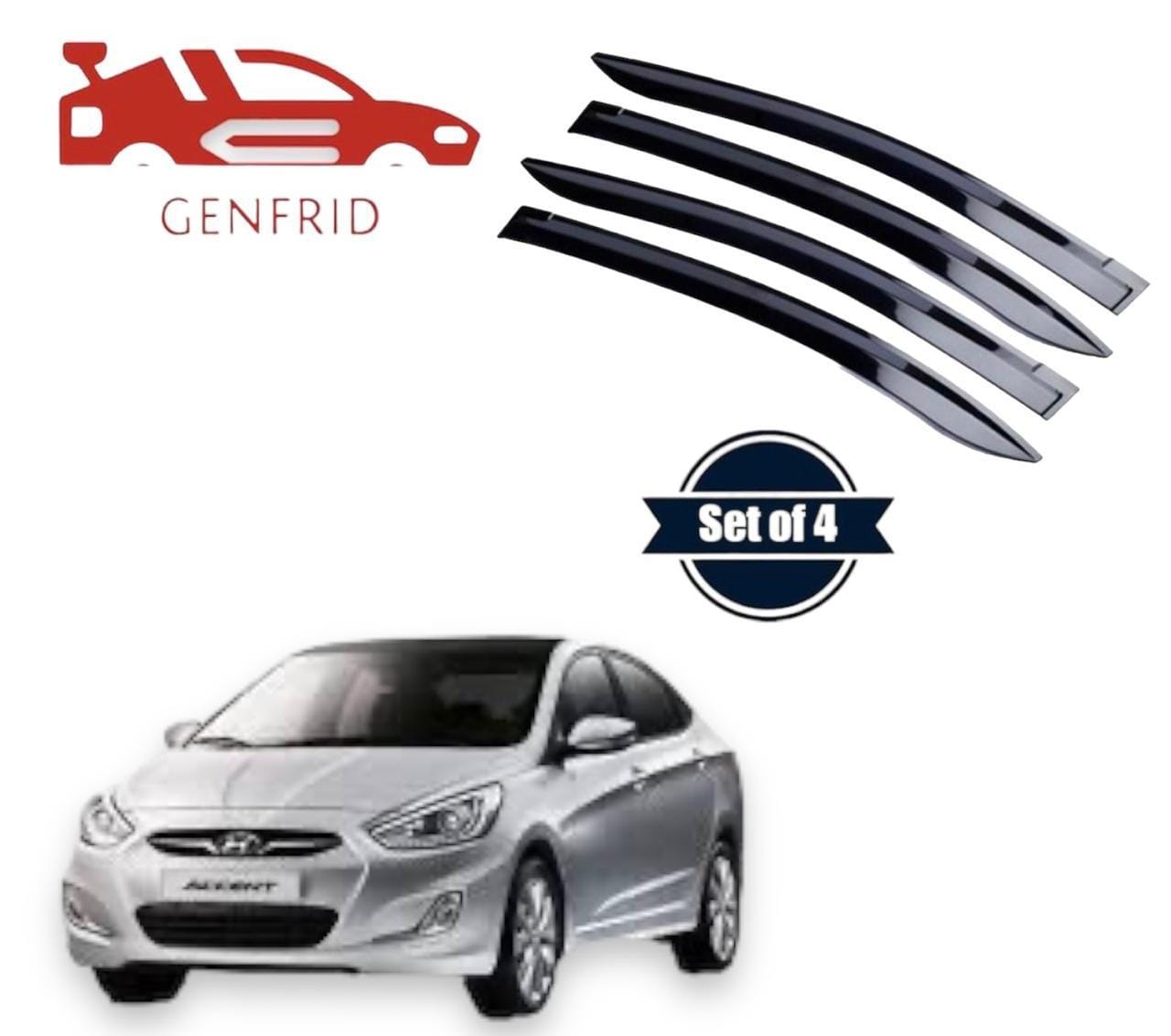 Genfrid Unbreakable Car Door Window Visor For Hyundai Accent