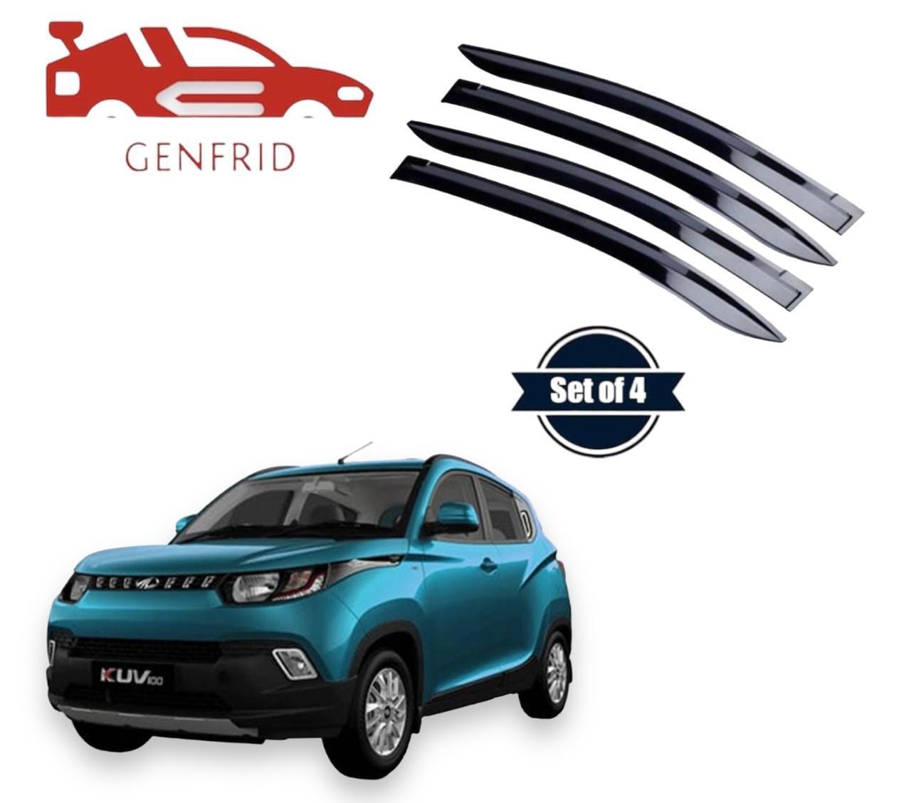 Genfrid Unbreakable Car Door Window Visor For Mahindra Kuv100