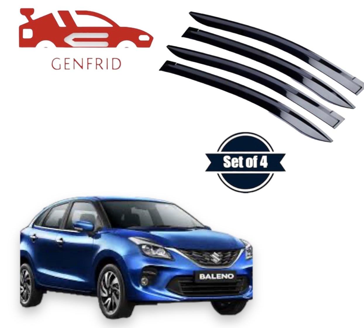 Genfrid Unbreakable Car Door Window Visor For Maruti Baleno 2015-21