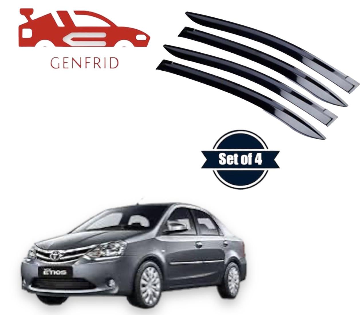Genfrid Unbreakable Car Door Window Visor For Toyota Etios