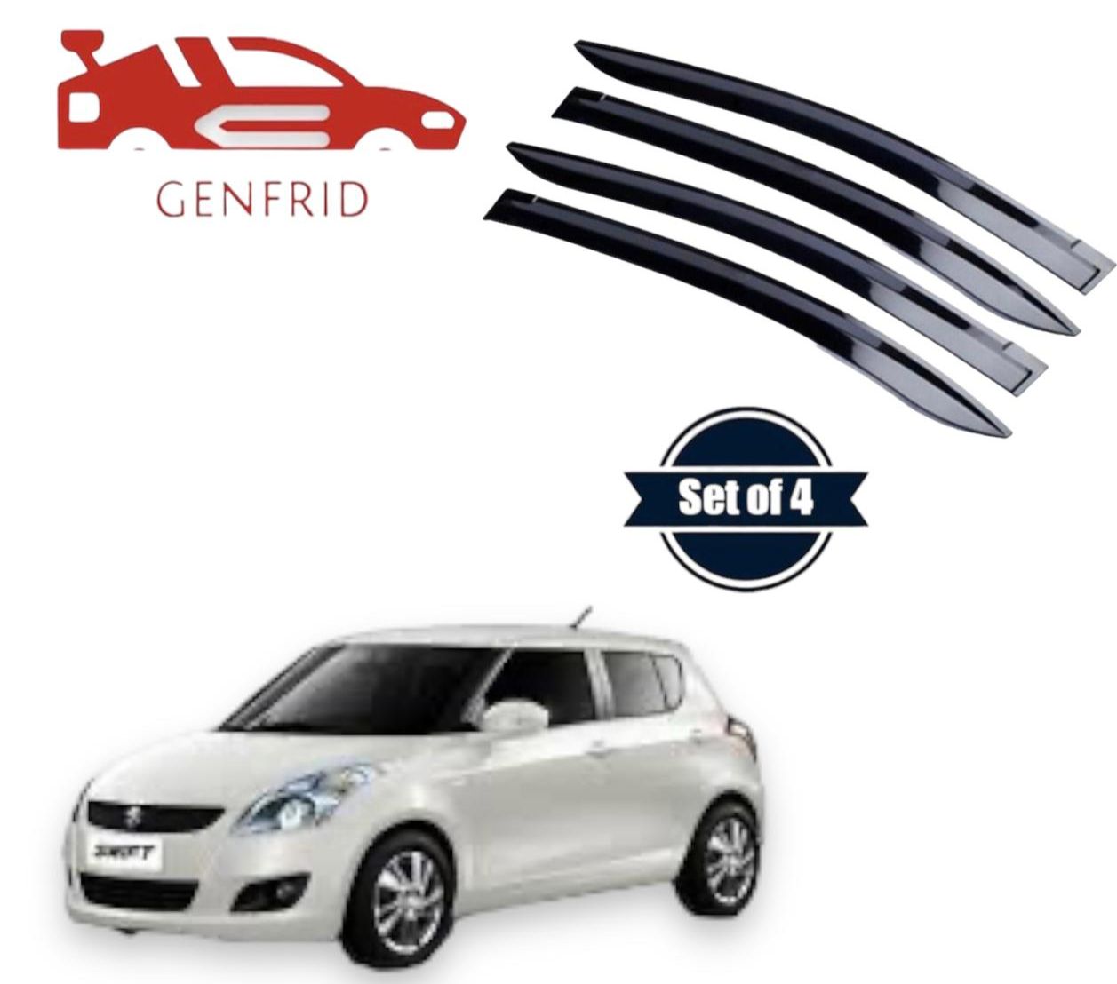 Genfrid Unbreakable Car Door Window Visor For Maruti Swift 2005-11