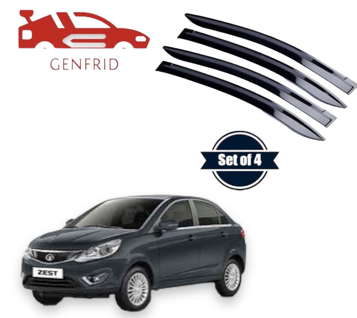 Genfrid Unbreakable Car Door Window Visor For Tata Zest
