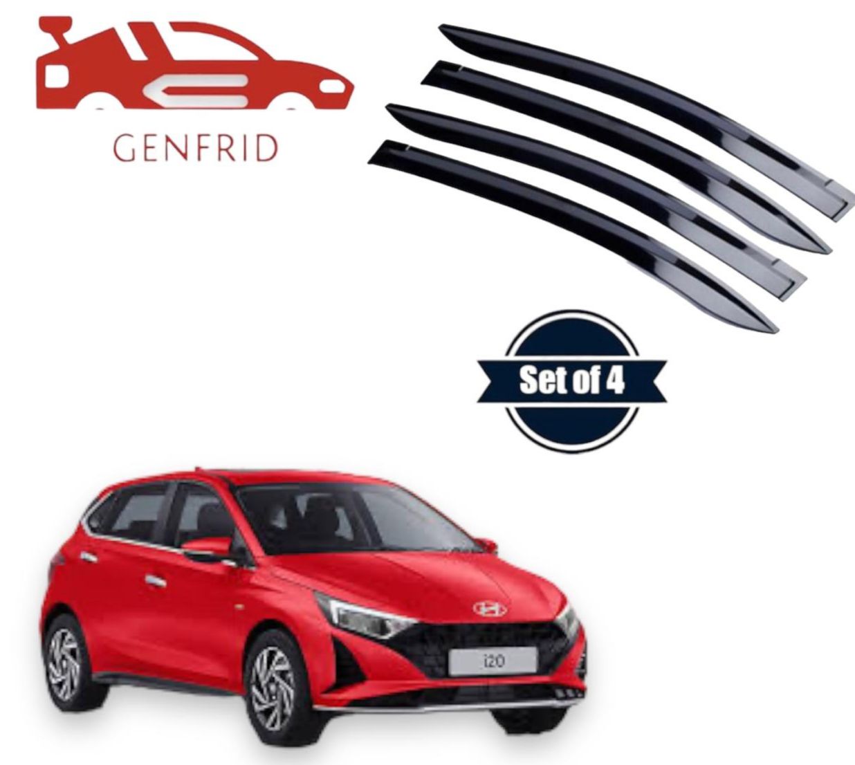 Genfrid Unbreakable Car Door Window Visor For Hyundai I20 2020 - 23