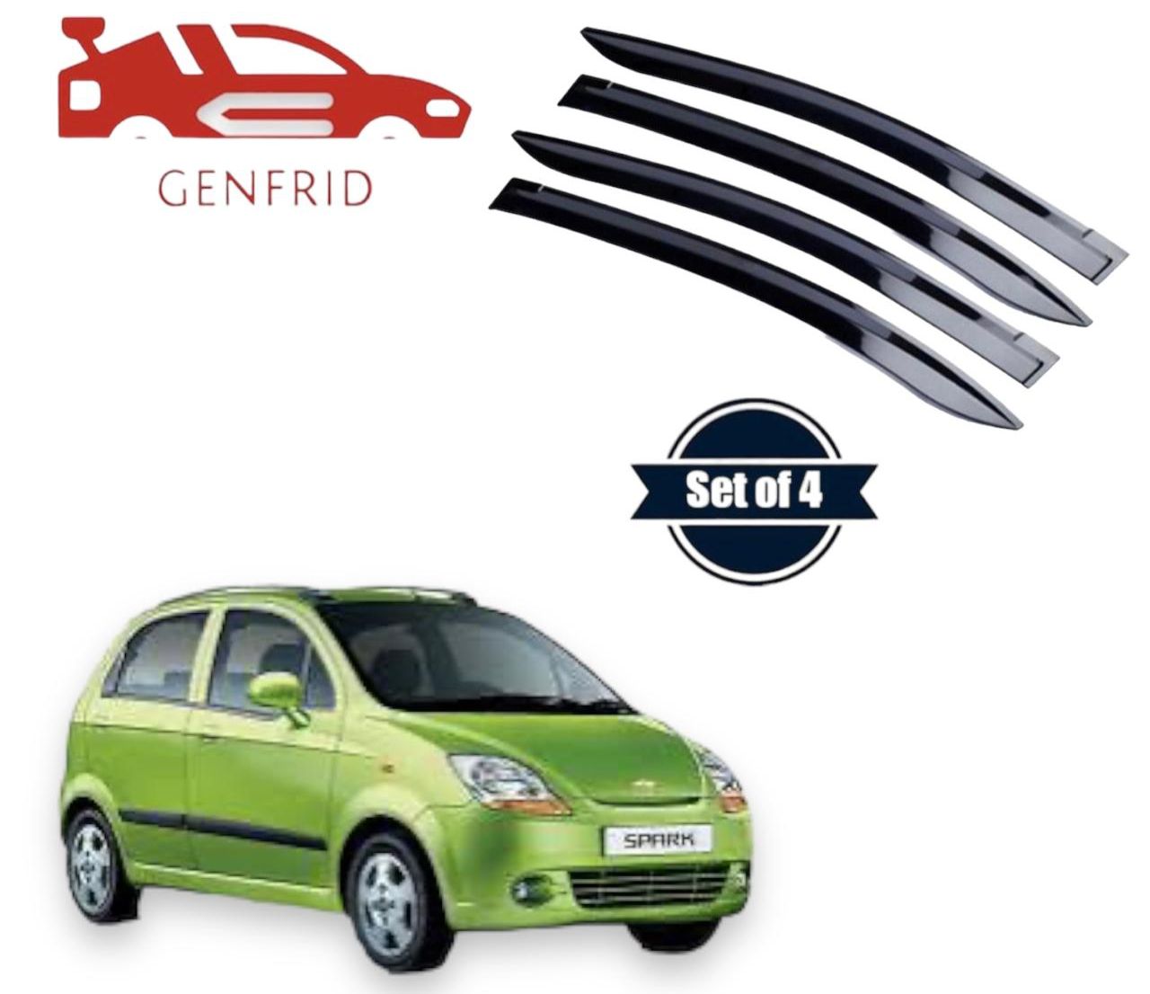 Genfrid Unbreakable Car Door Window Visor For Chevrolet Spark