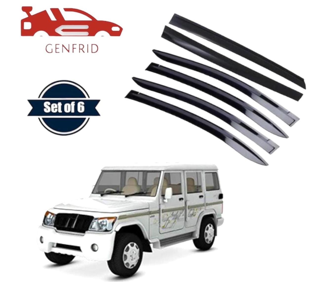 Genfrid Unbreakable Car Door Window Visor For Mahindra Bolero Di