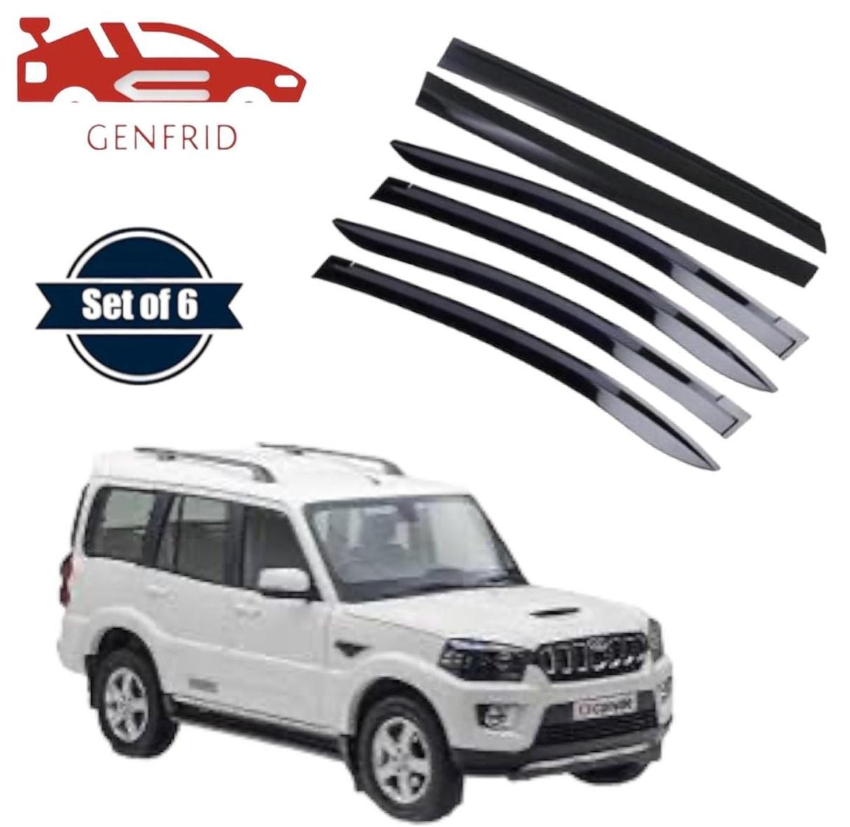 Genfrid Unbreakable Car Door Window Visor For Old Mahindra Scorpio