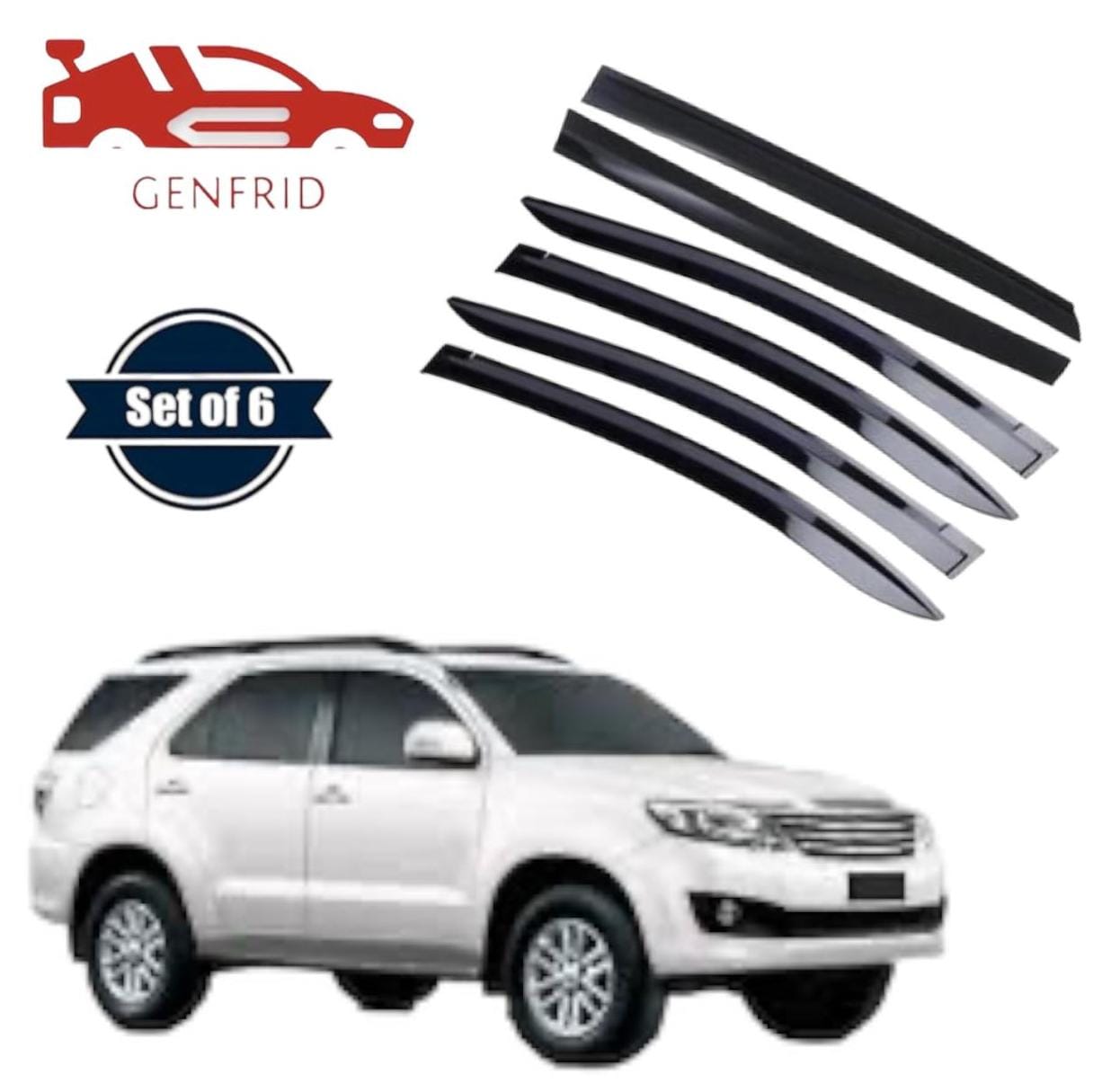 Genfrid Unbreakable Car Door Window Visor For Toyota Fortuner