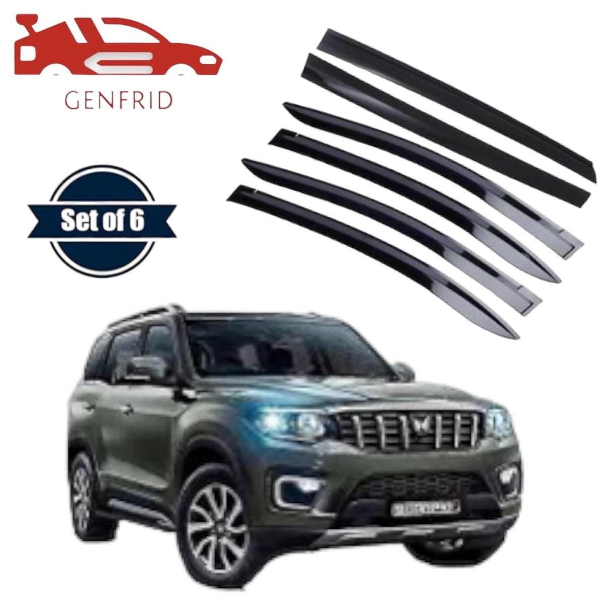 Genfrid Unbreakable Car Door Window Visor For Mahindra Scorpion