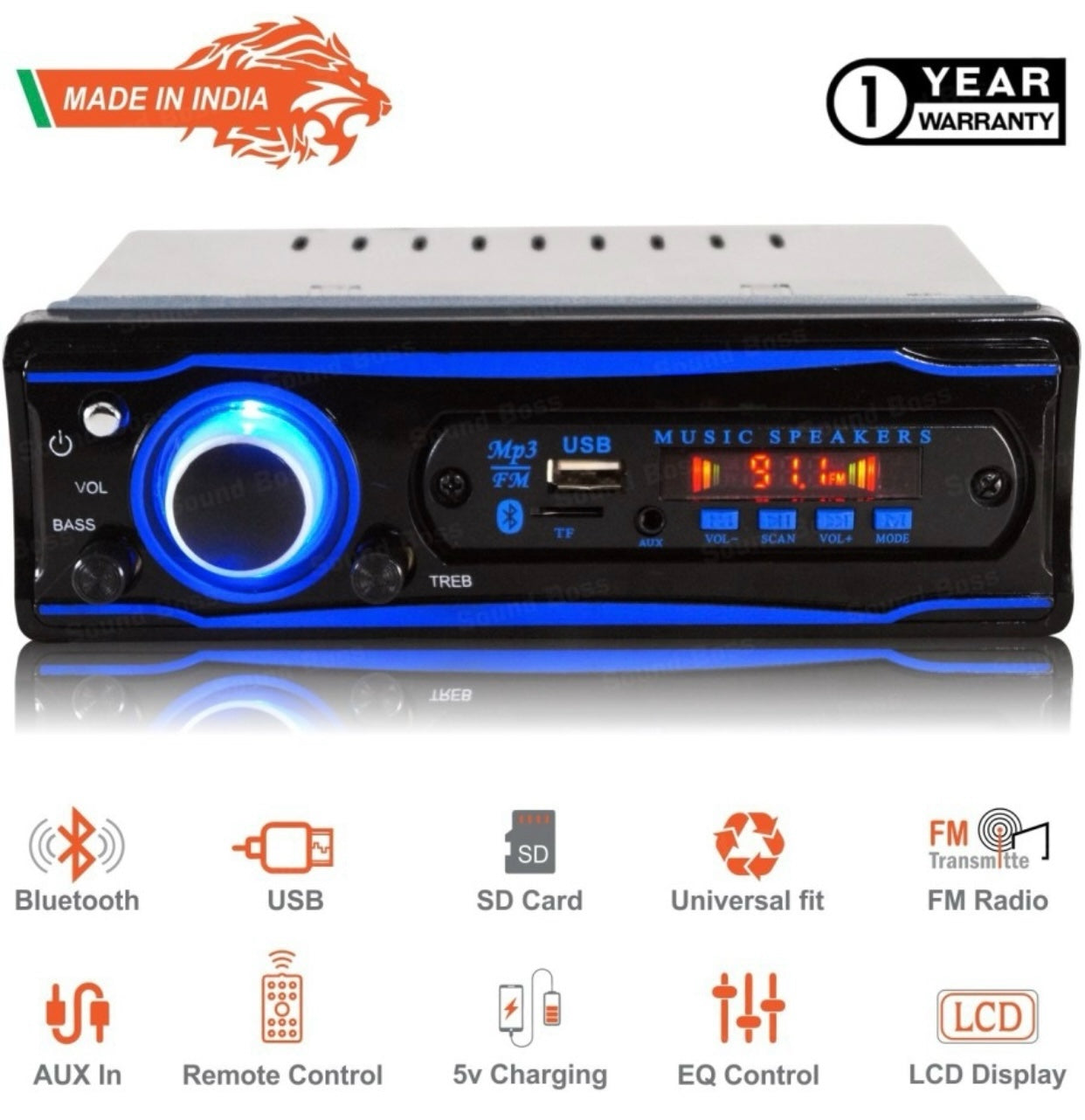 GENFRID-(LITE X1) "BLUETOOTH/USB/SD/AUX/FM/MP3. Car Stereo (Single Din) "