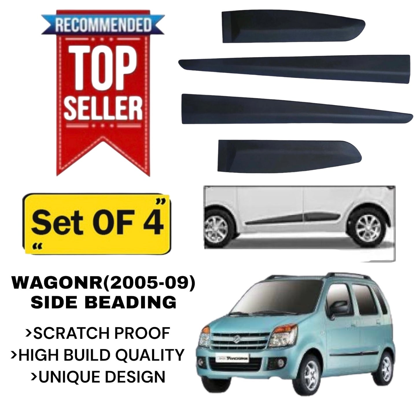 Genfrid Premium Quality Car Side Beading/Car Door Guards/Door Beading For Maruti Wagonr 2006-09