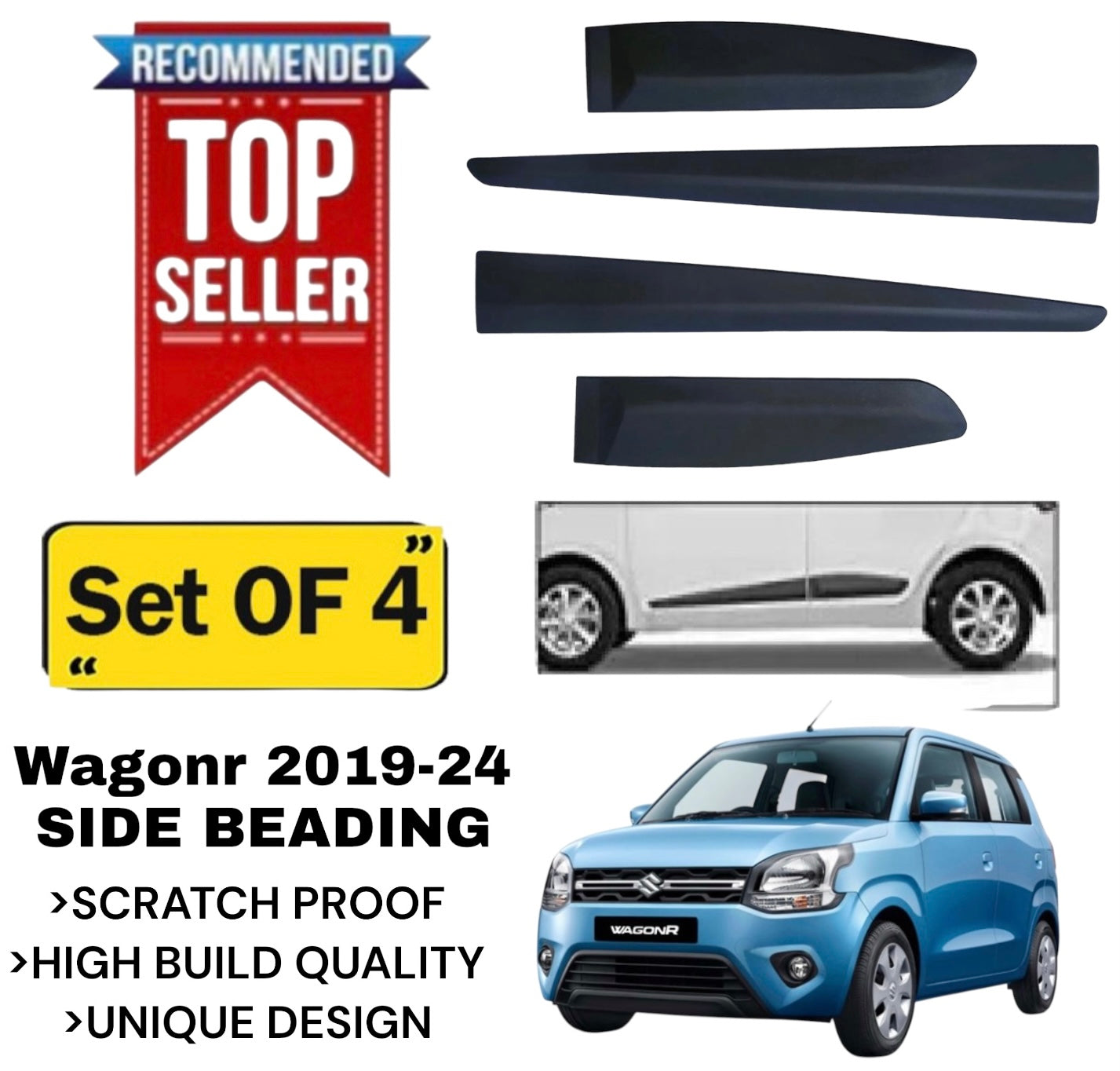 Genfrid Premium Quality Car Side Beading/Car Door Guards/Door Beading For Maruti Wagonr 2019-24