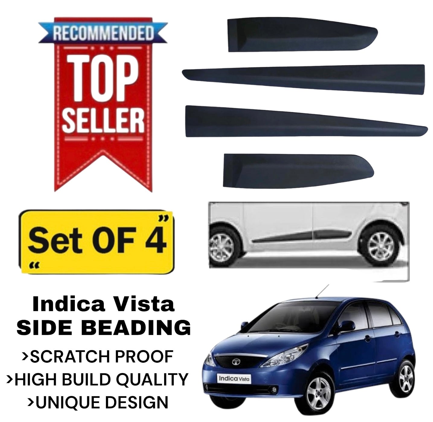 Genfrid Premium Quality Car Side Beading/Car Door Guards/Door Beading For Tata Indica Vista