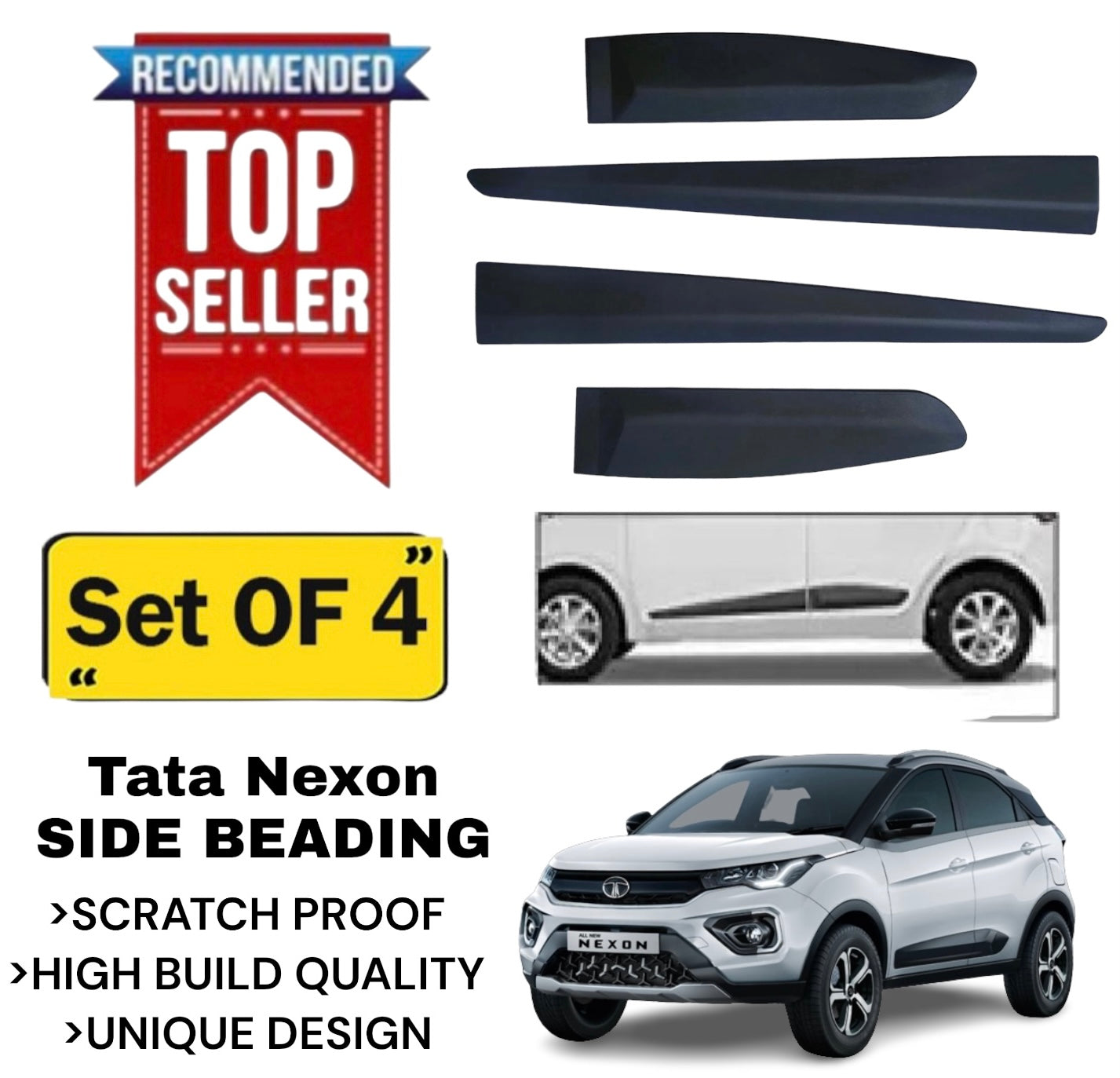 Genfrid Premium Quality Car Side Beading/Car Door Guards/Door Beading For Tata Nexon
