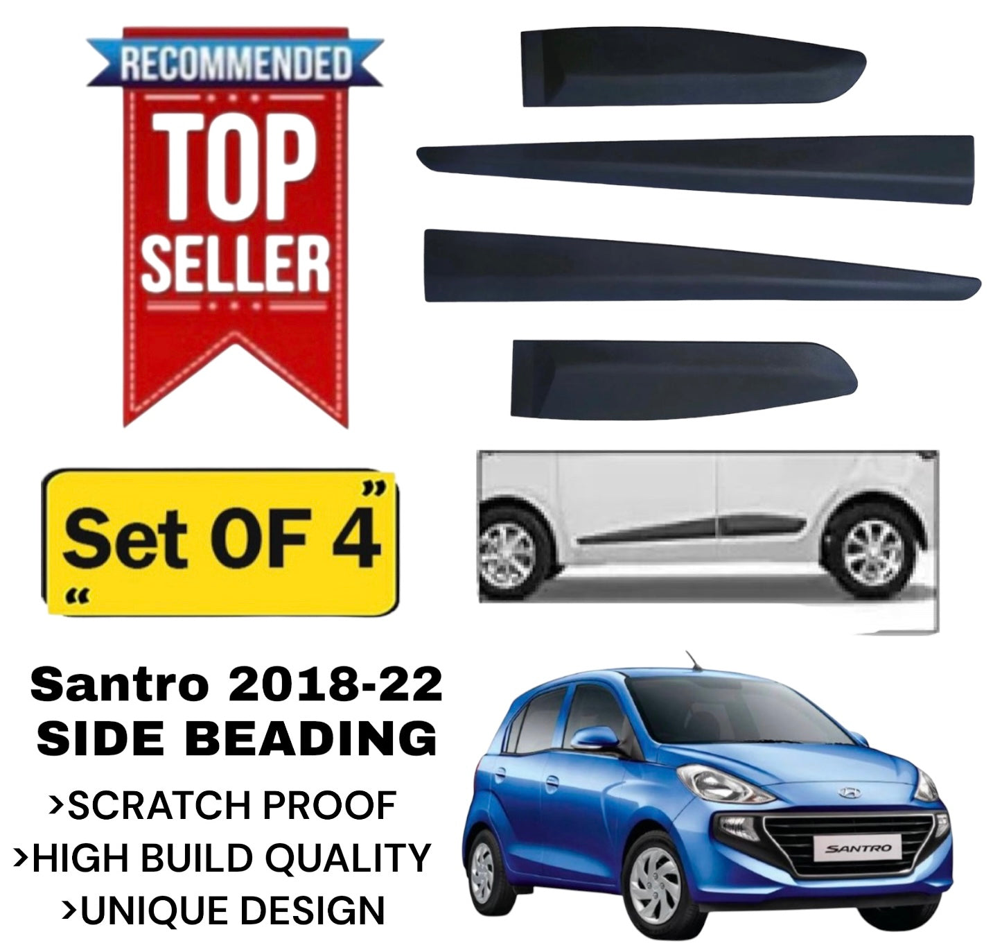 Genfrid Premium Quality Car Side Beading/Car Door Guards/Door Beading For Hyundai Santro 2018