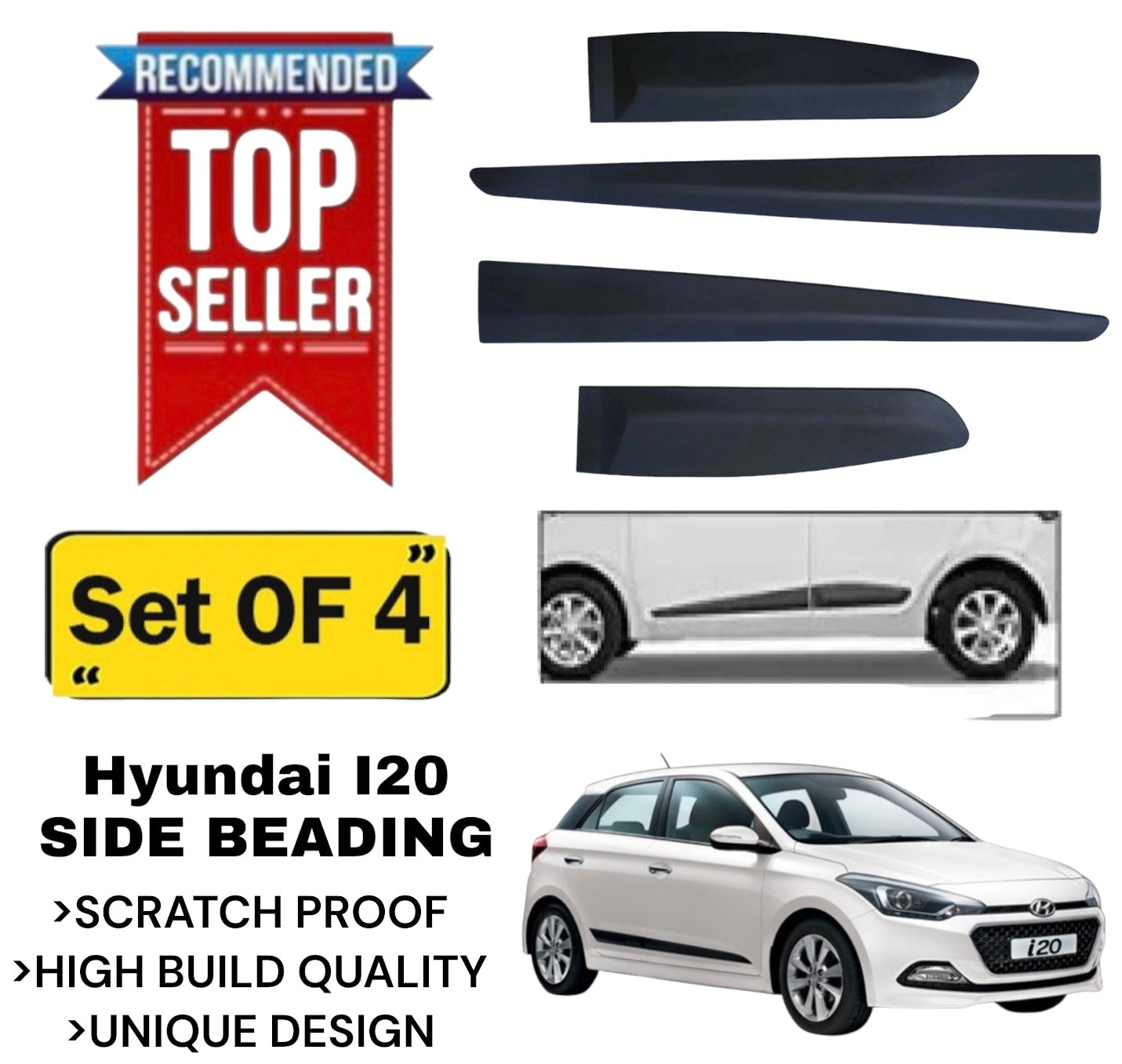 Genfrid Premium Quality Car Side Beading/Car Door Guards/Door Beading For Hyundai I20 Elite
