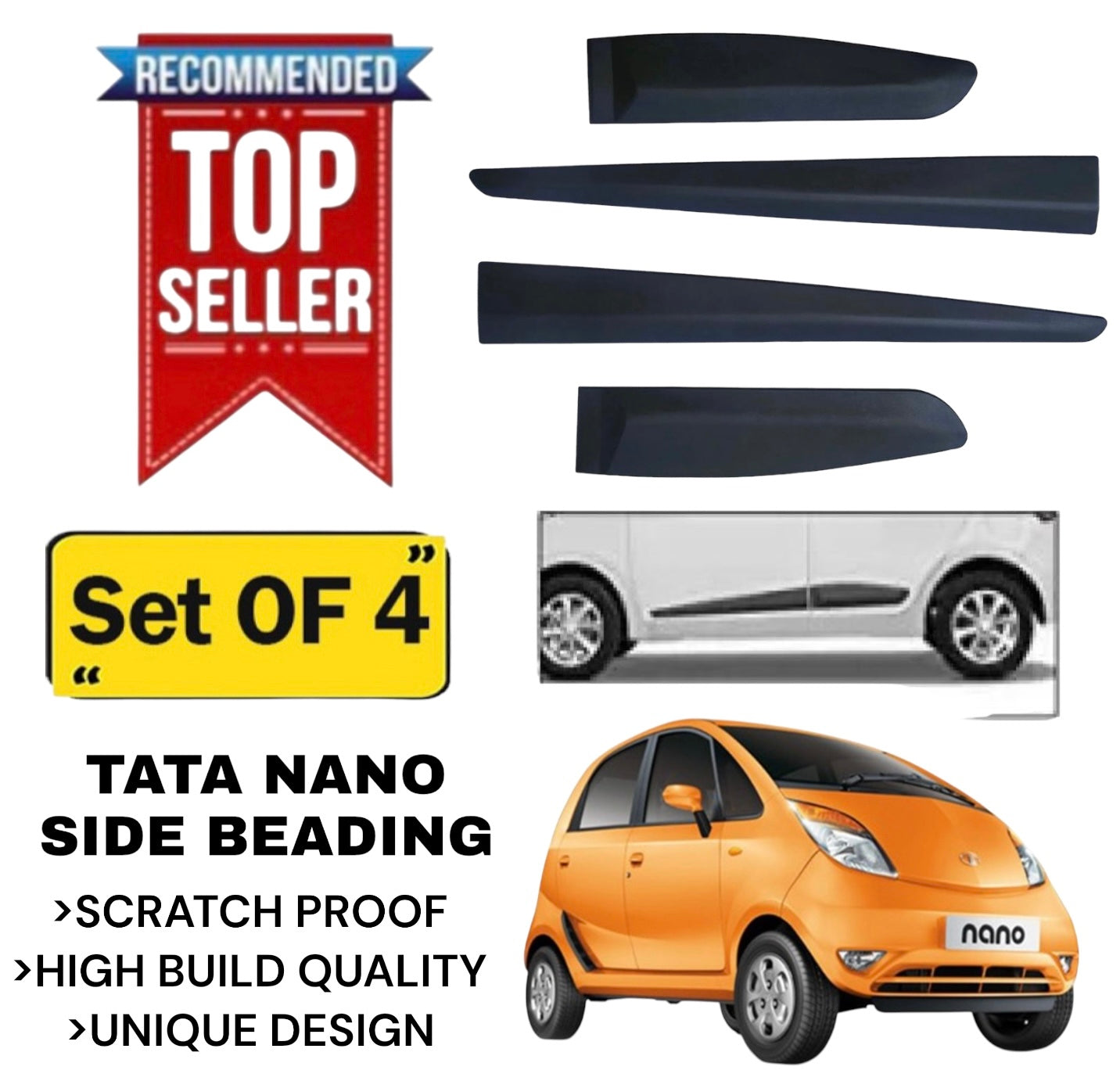 Genfrid Premium Quality Car Side Beading/Car Door Guards/Door Beading For Tata Nano