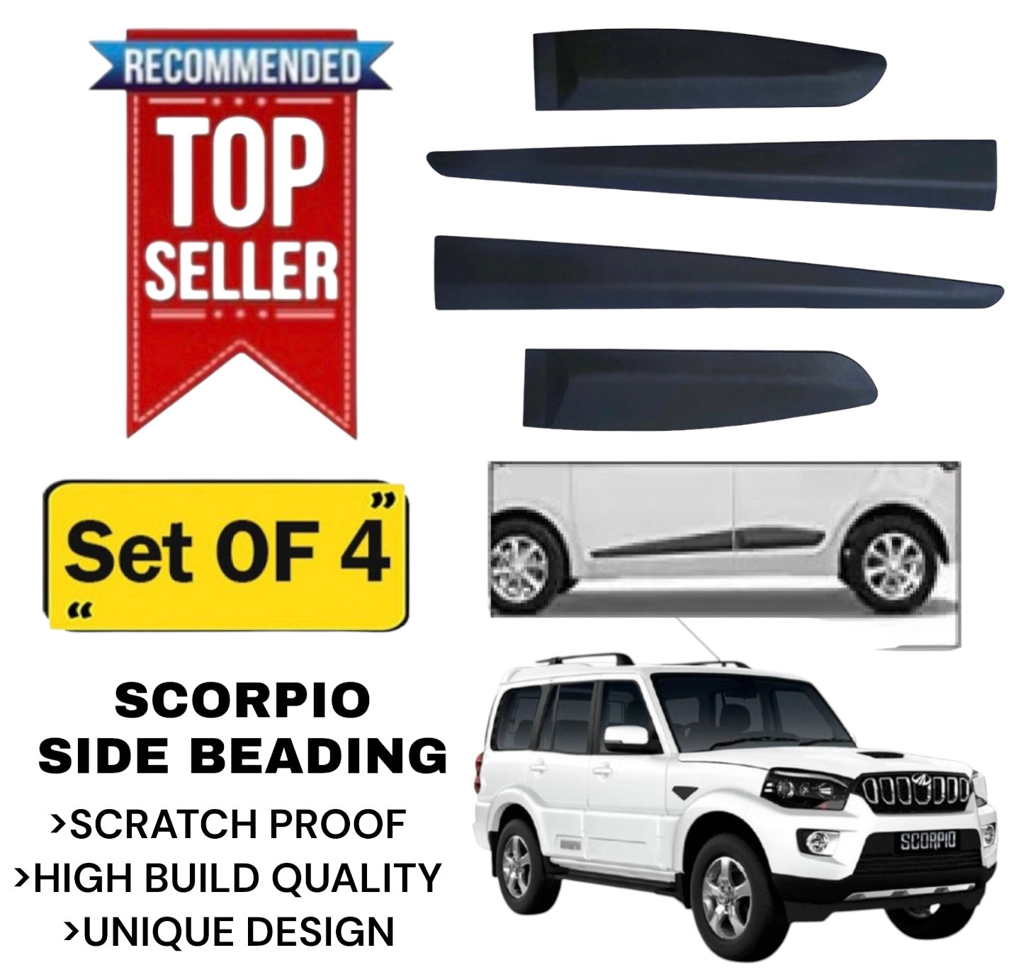 Genfrid Premium Quality Car Side Beading/Car Door Guards/Door Beading For Mahindra Scorpio