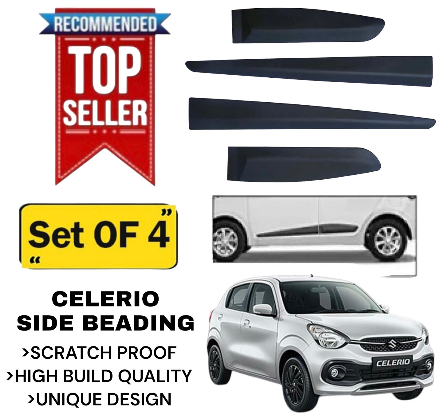 Genfrid Premium Quality Car Side Beading/Car Door Guards/Door Beading For Maruti Celerio