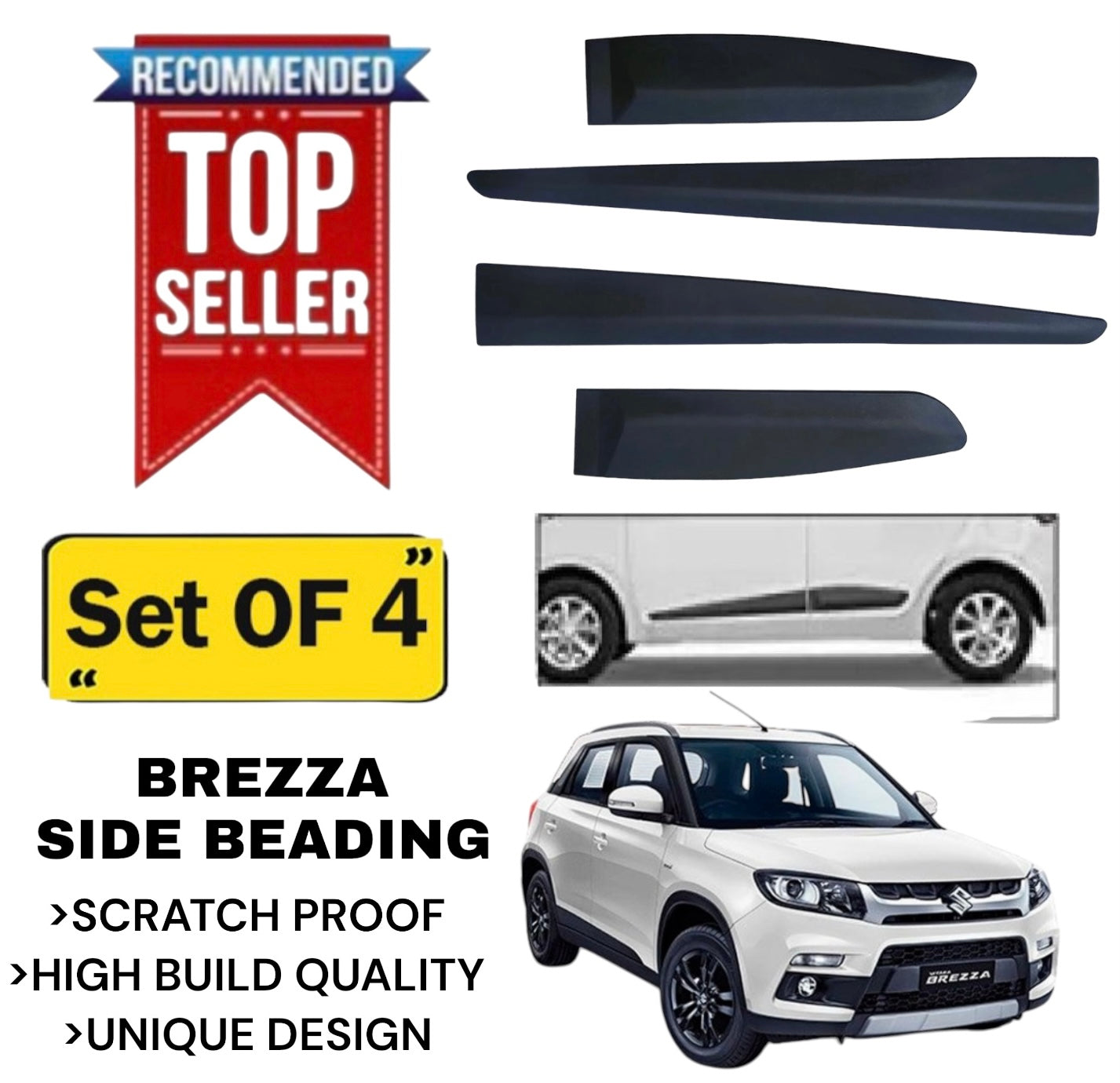Genfrid Premium Quality Car Side Beading/Car Door Guards/Door Beading For Maruti Brezza