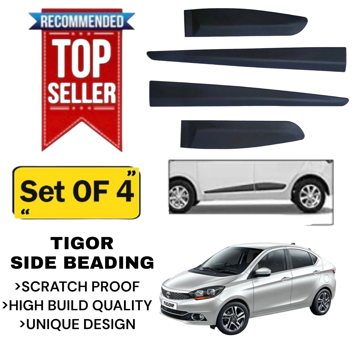 Genfrid Premium Quality Car Side Beading/Car Door Guards/Door Beading For Tata Tigor
