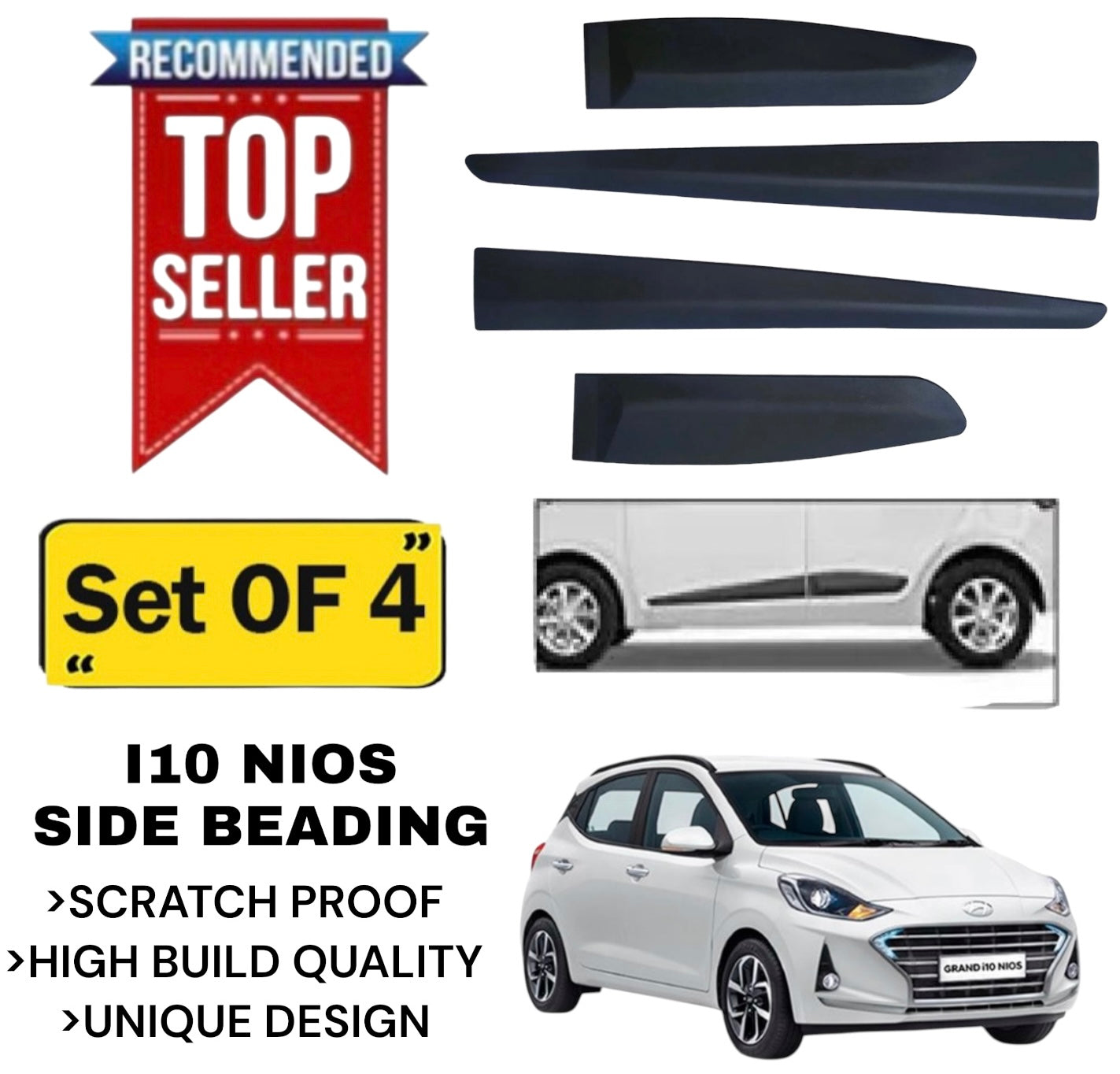 Genfrid Premium Quality Car Side Beading/Car Door Guards/Door Beading For Hyundai I10 Grand Nios