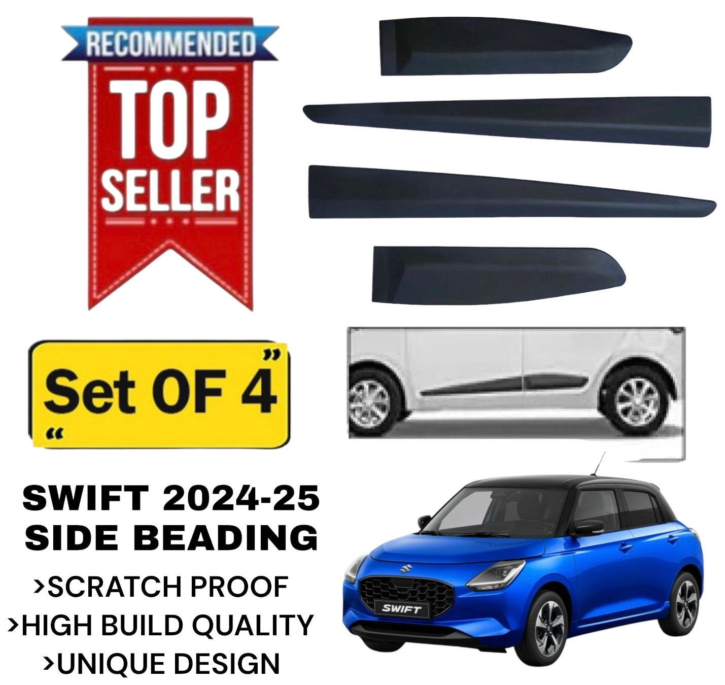 Genfrid Premium Quality Car Side Beading/Car Door Guards/Door Beading For Maruti Swift 2024