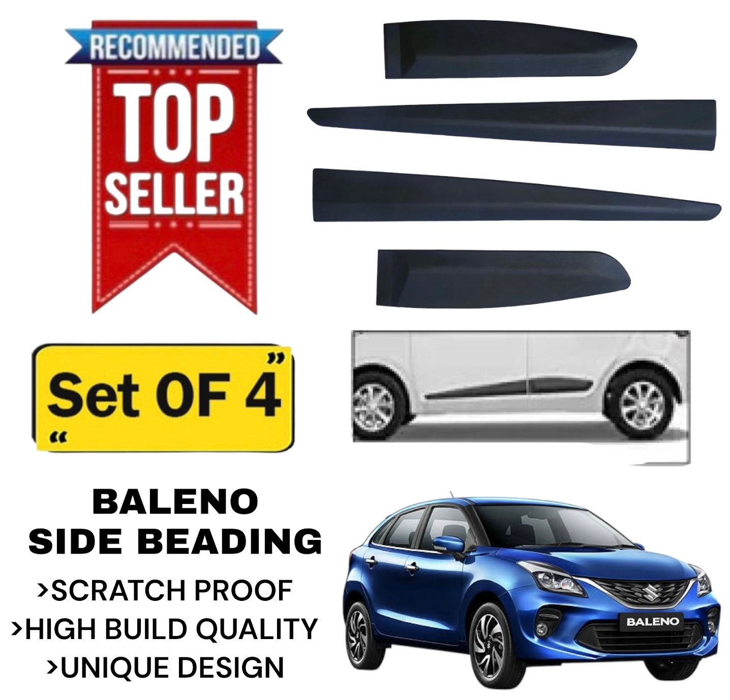 Genfrid Premium Quality Car Side Beading/Car Door Guards/Door Beading For Maruti Baleno