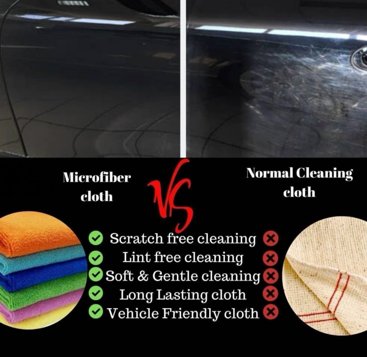 GENFRID Microfiber Vehicle Washing Cloth (Pack Of 4, 800 GSM)