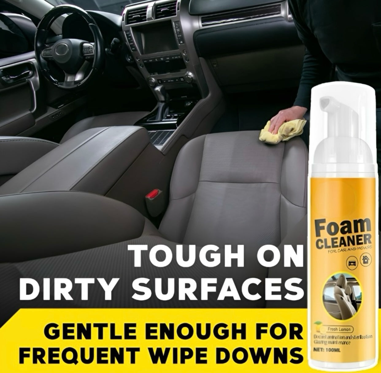 GENFRID Multi-Purpose Foam Cleaner for Car Interior Seat Cover etc,Vehicle Interior Cleaner (200 ml)