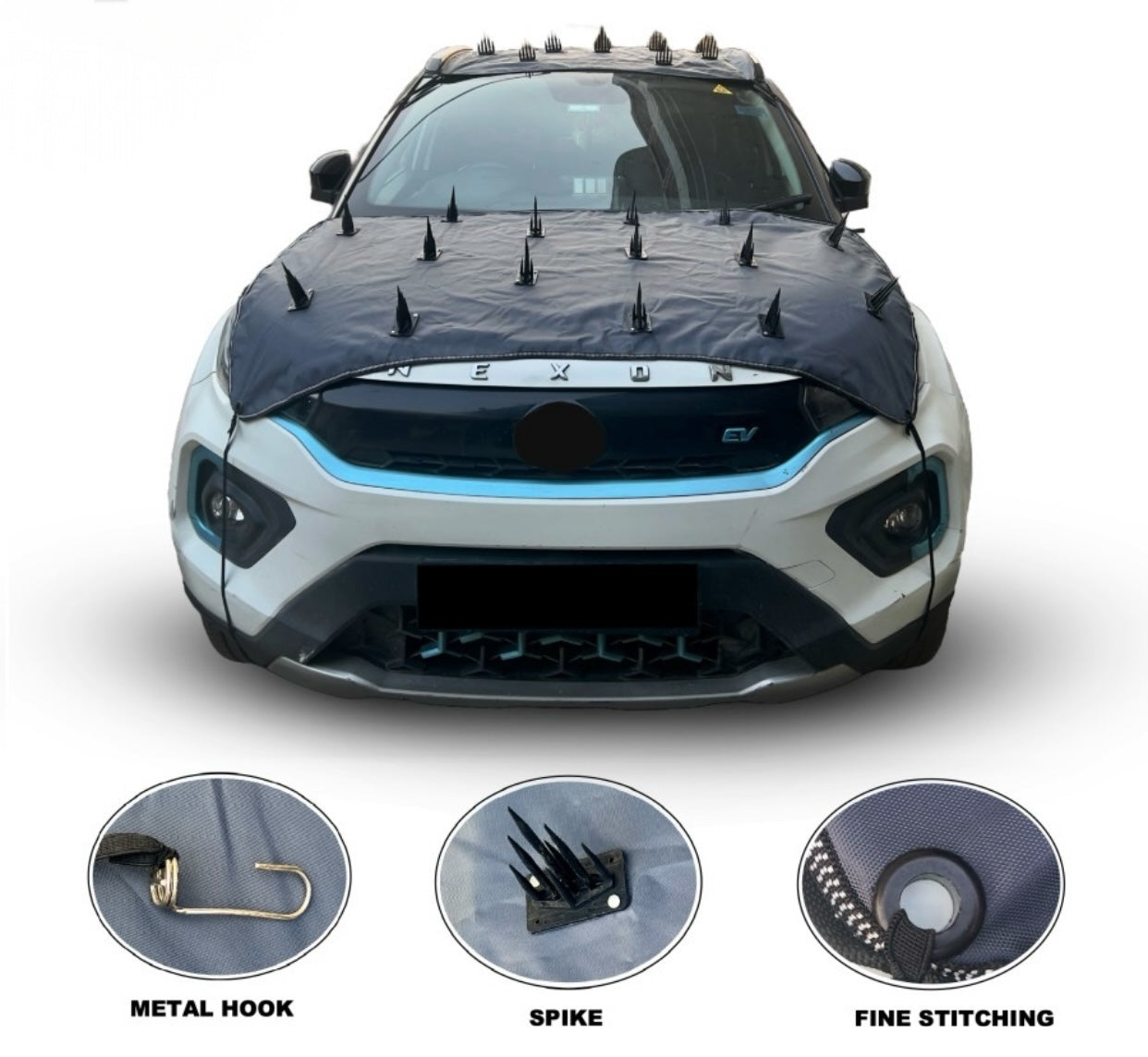 GENFRID Car Protection Cover from Dogs, Pets and Animal Complete Protection Dog Protection Car Cover for Both roof and Bonnet Full Car Protection with Spikes for Cars 2 pc