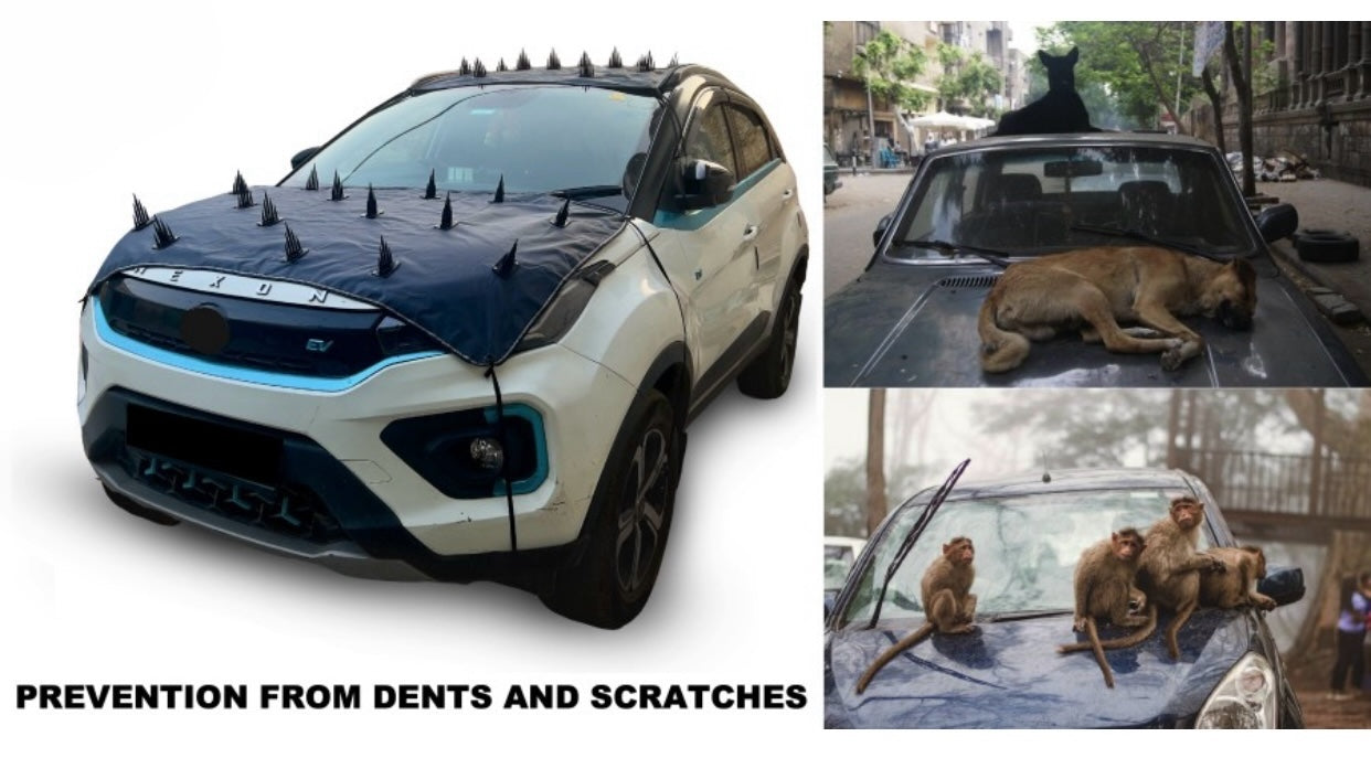 GENFRID Car Protection Cover from Dogs, Pets and Animal Complete Protection Dog Protection Car Cover for Both roof and Bonnet Full Car Protection with Spikes for Cars 2 pc