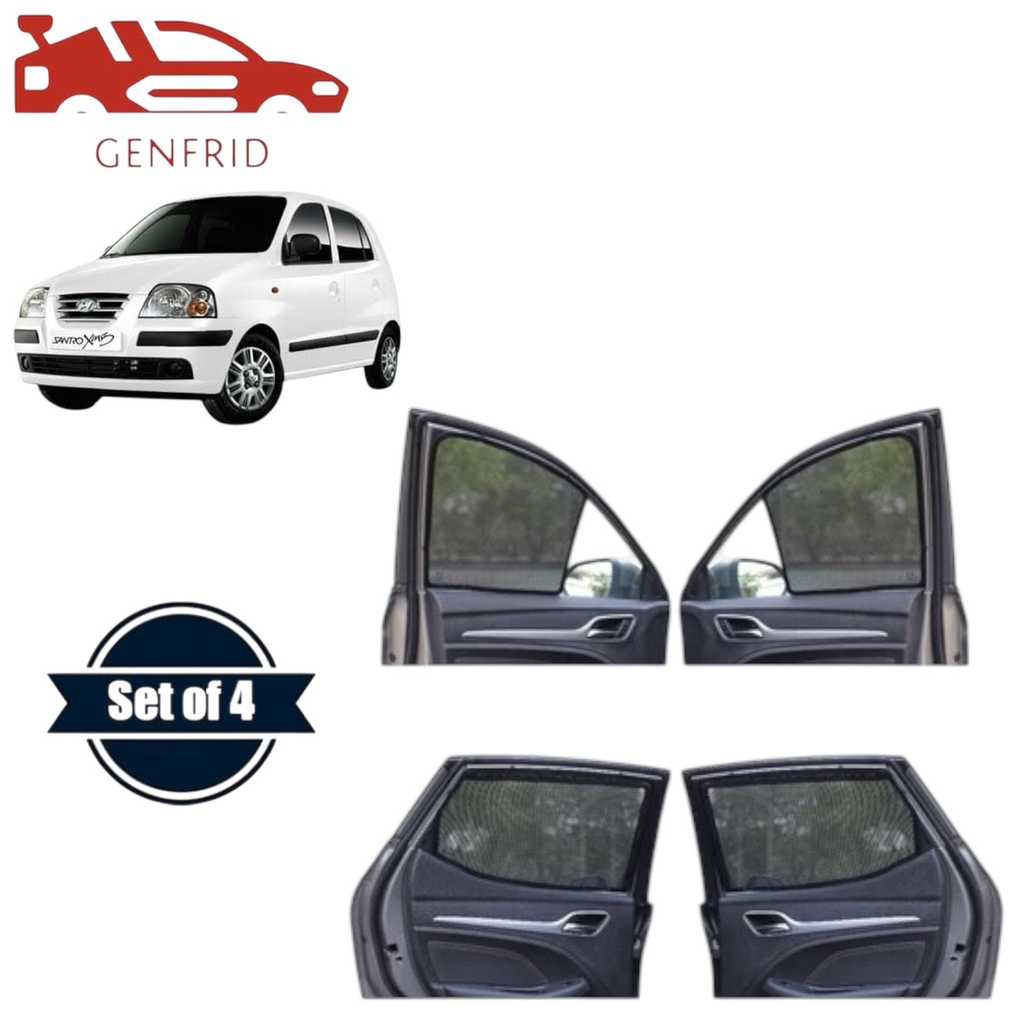 Genfrid Car Sunshade/Car Side Window Shades For Hyundai Santro xing