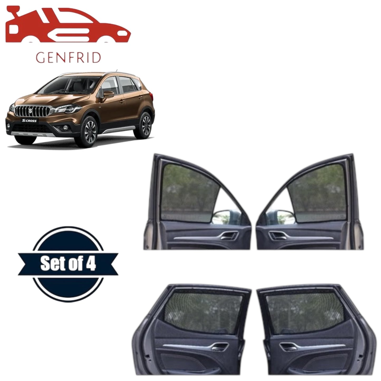 Genfrid Car Sunshade/Car Side Window Shades For Maruti Scross