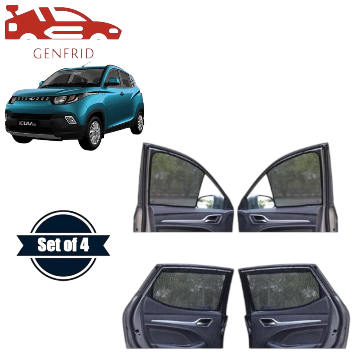 Genfrid Car Sunshade/Car Side Window Shades For Mahindra KUV100