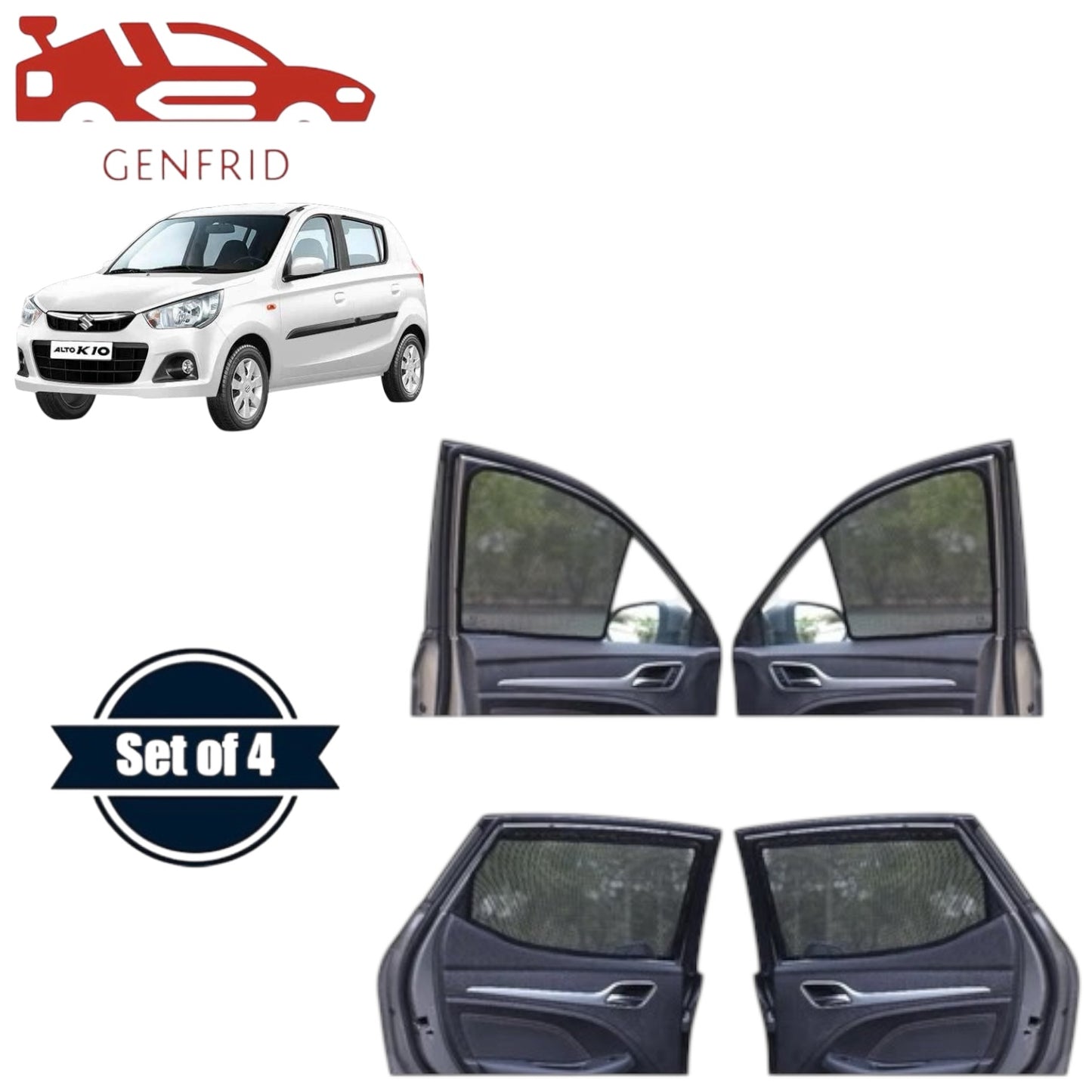 Genfrid Car Sunshade/Car Side Window Shades For Maruti Alto New k10 2014-20