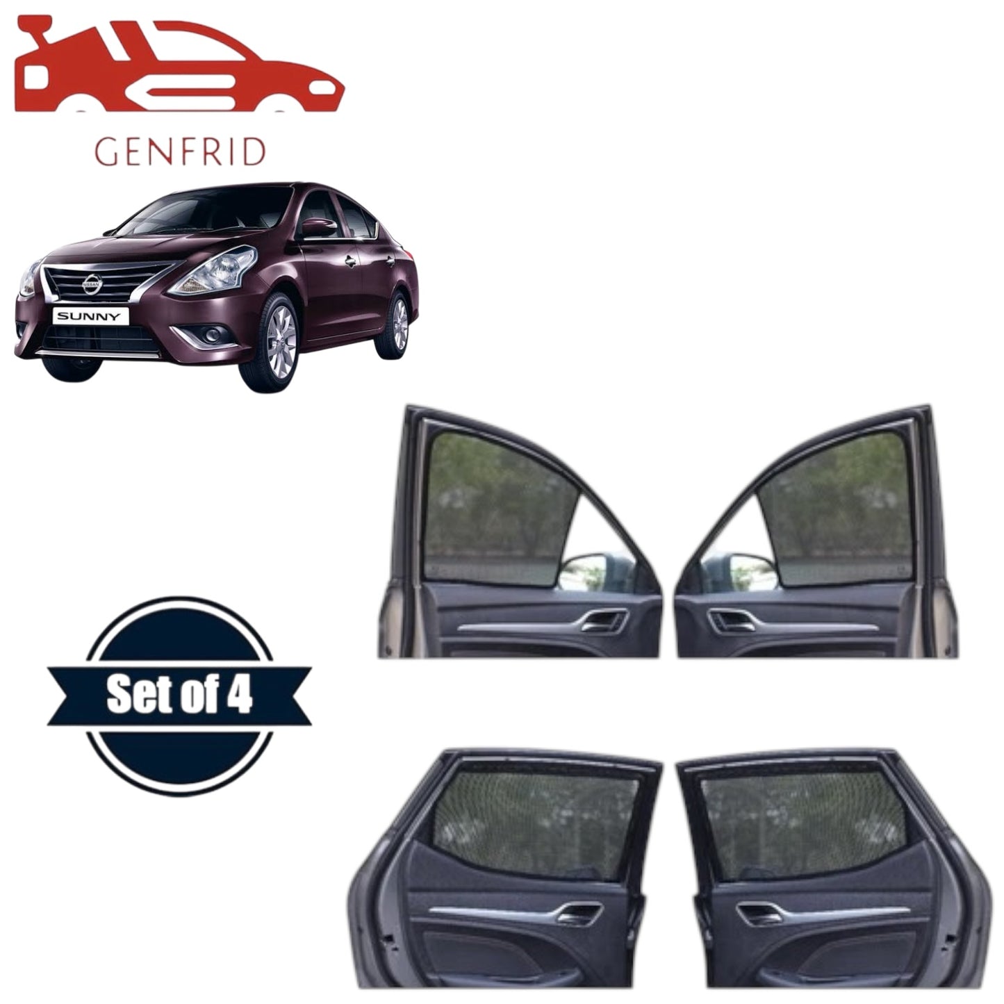 Genfrid Car Sunshade/Car Side Window Shades For Nissan Sunny