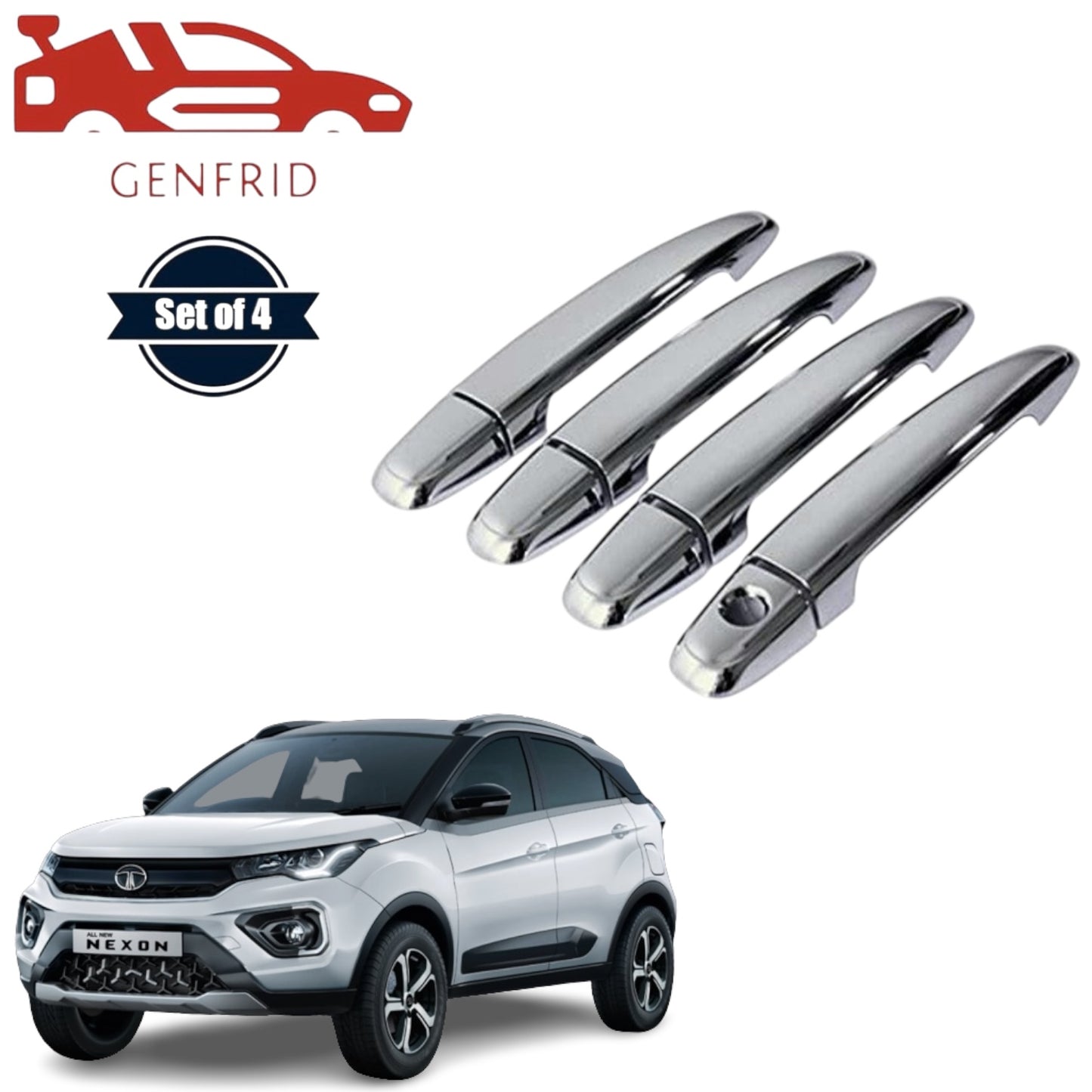 GENFRID Car Chrome Door Handle Covers For Tata Nexon